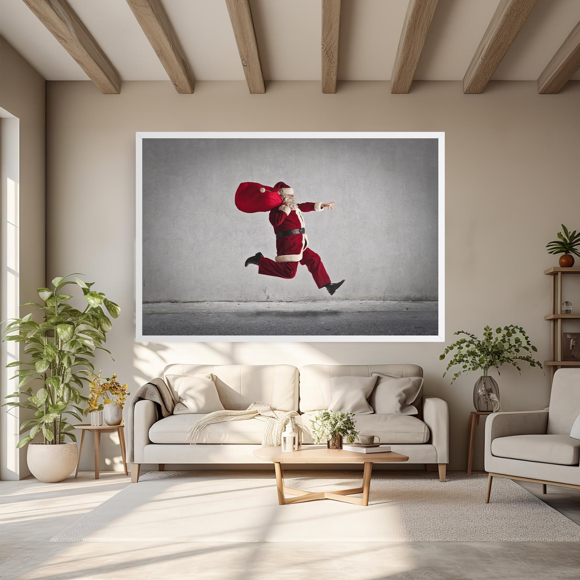 Tablou Canvas Santa Claus Jumping mockup 6