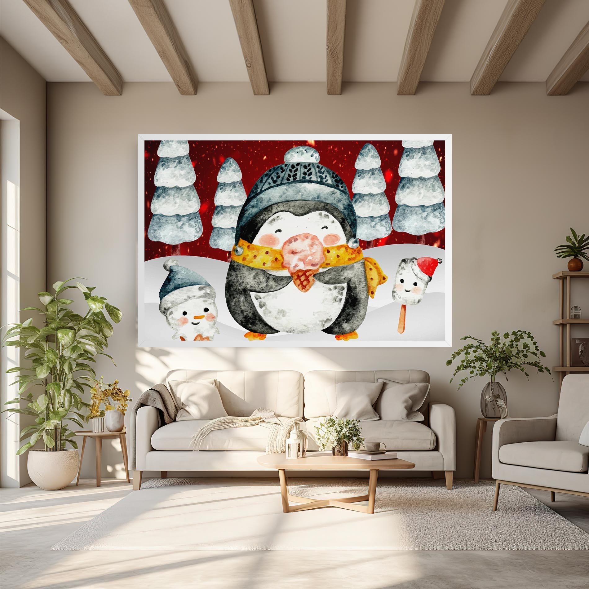 Tablou Canvas Yellow Pinguin mockup 6