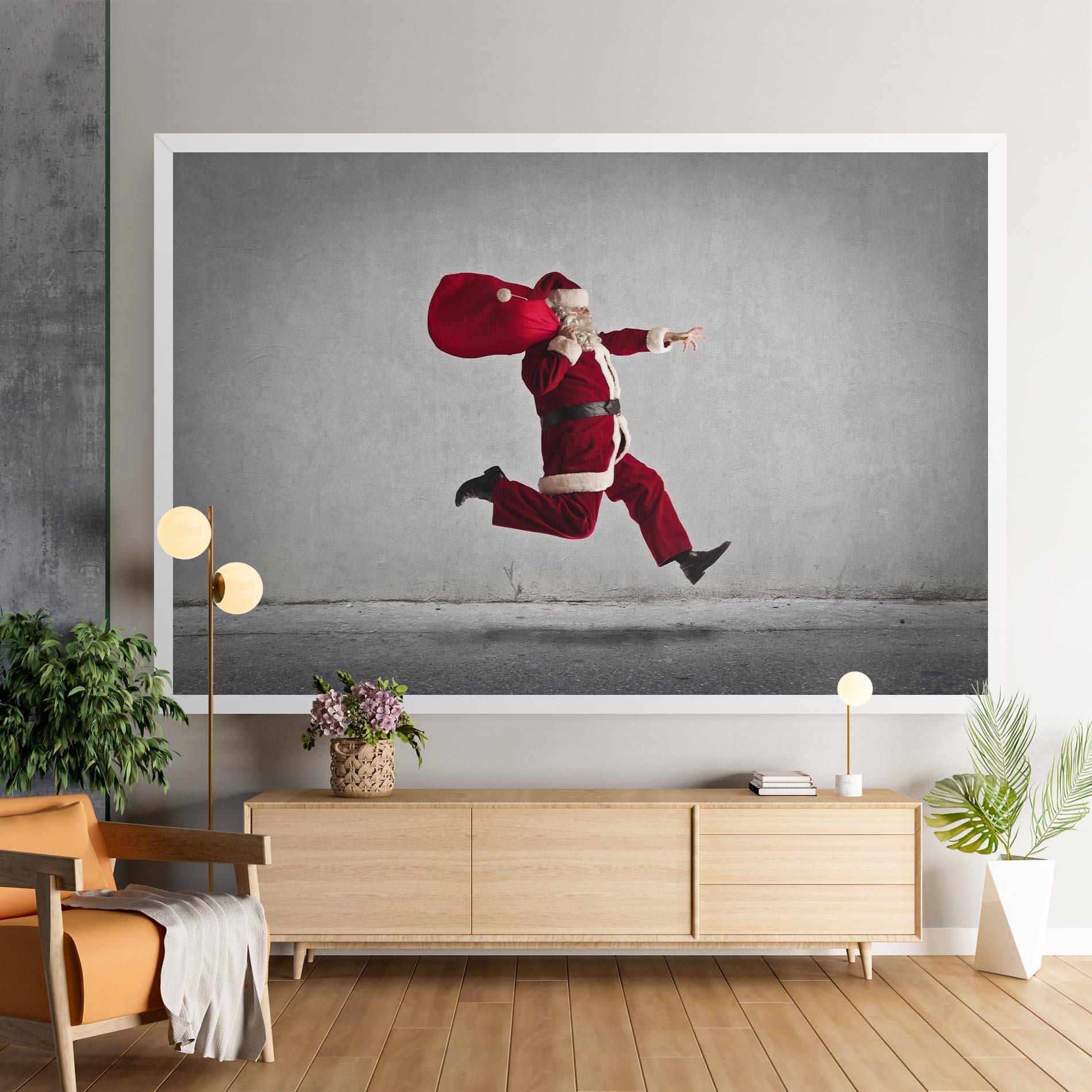 Tablou Canvas Santa Claus Jumping mockup 9