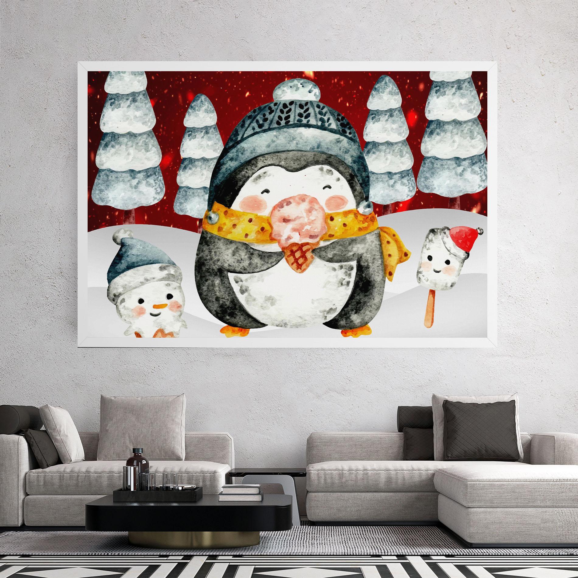 Tablou Canvas Yellow Pinguin mockup 2