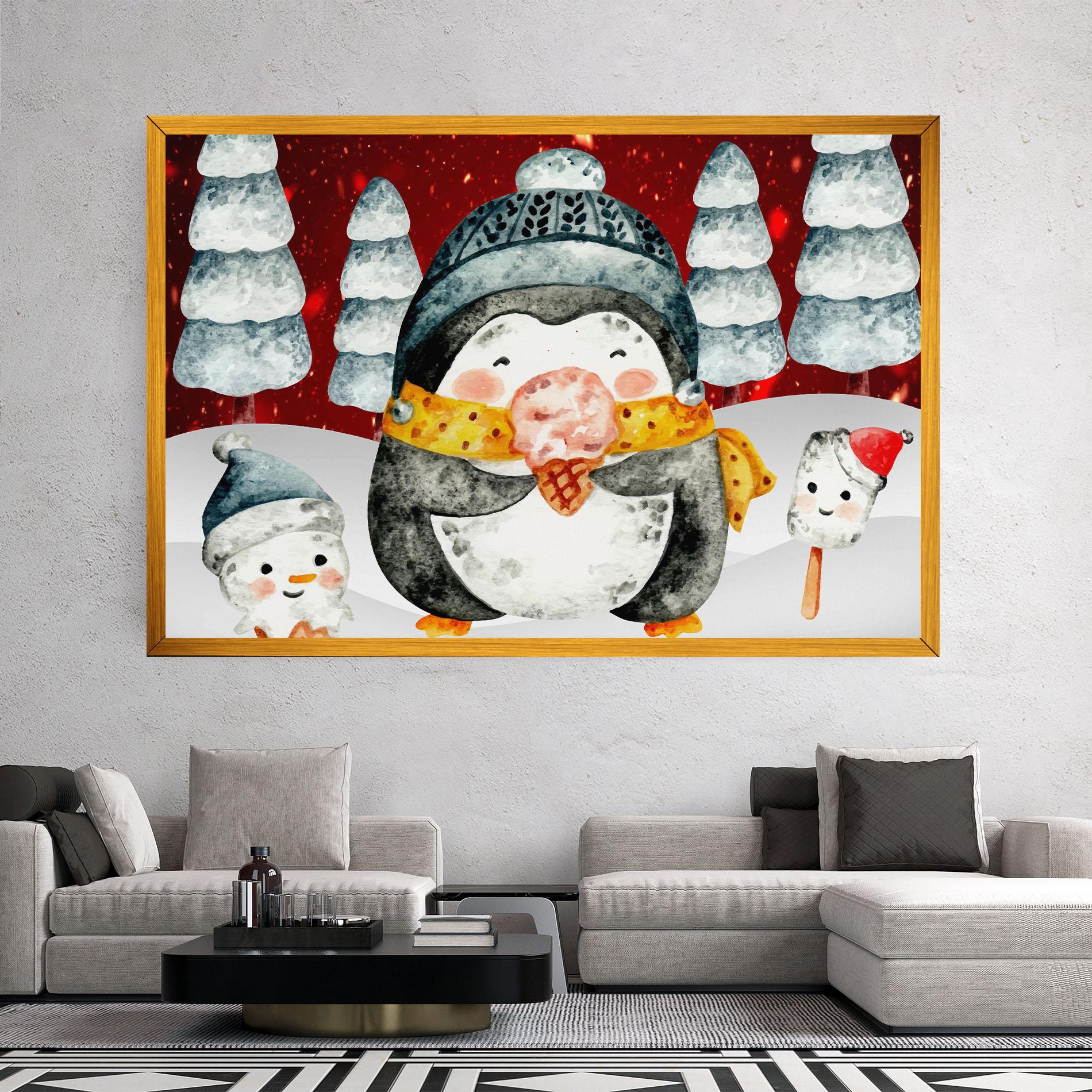 Tablou Canvas Yellow Pinguin mockup 2