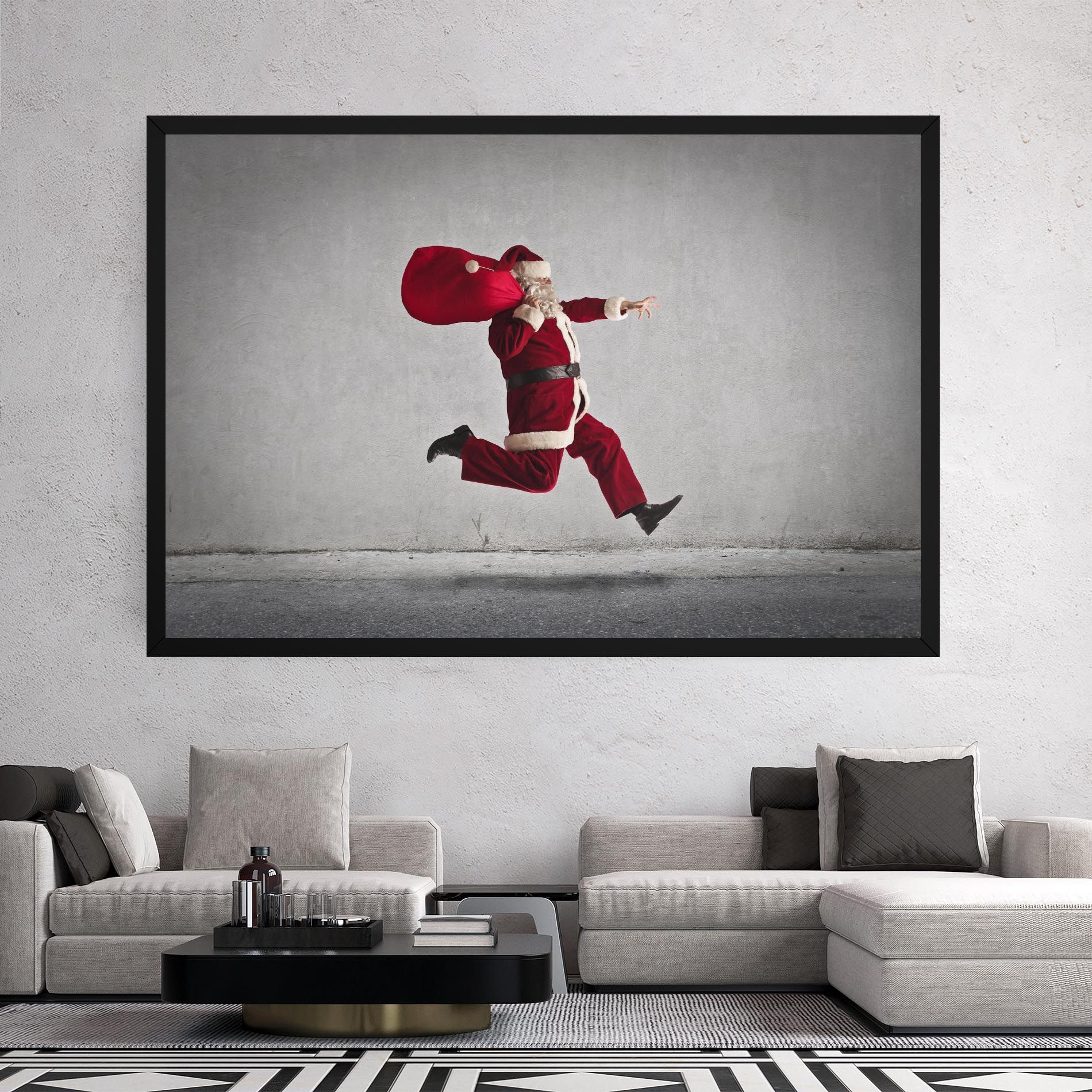 Santa Claus Jumping mockup 2