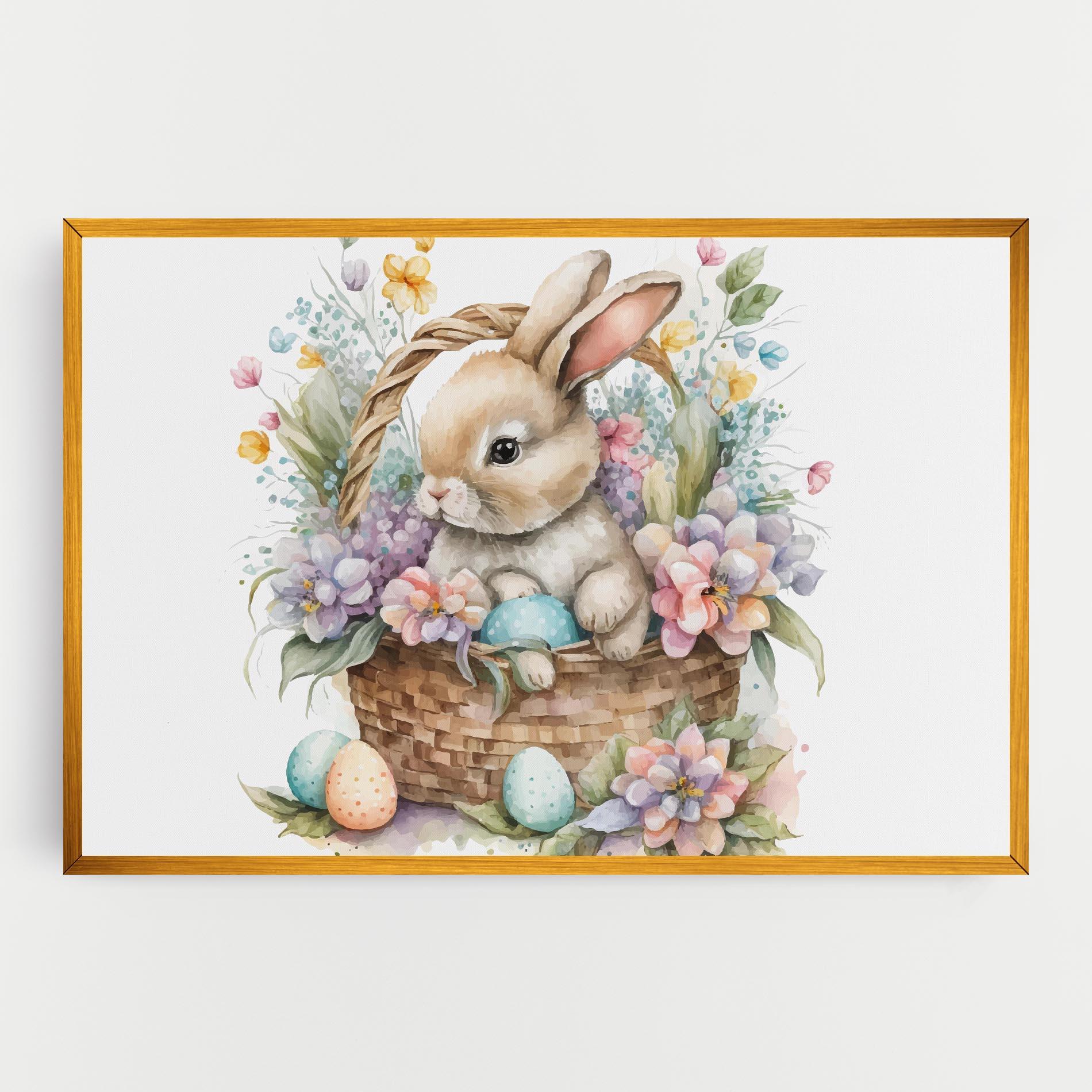 Tablou Canvas Cute Bunny In Basket mockup 0