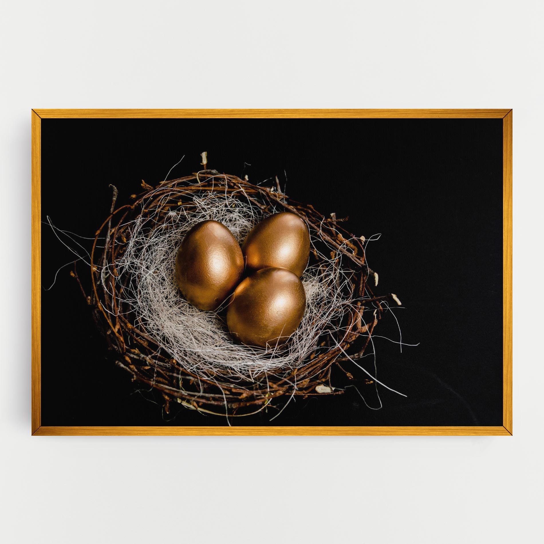 Tablou Canvas Pretty Golden Easter Eggs mockup 0