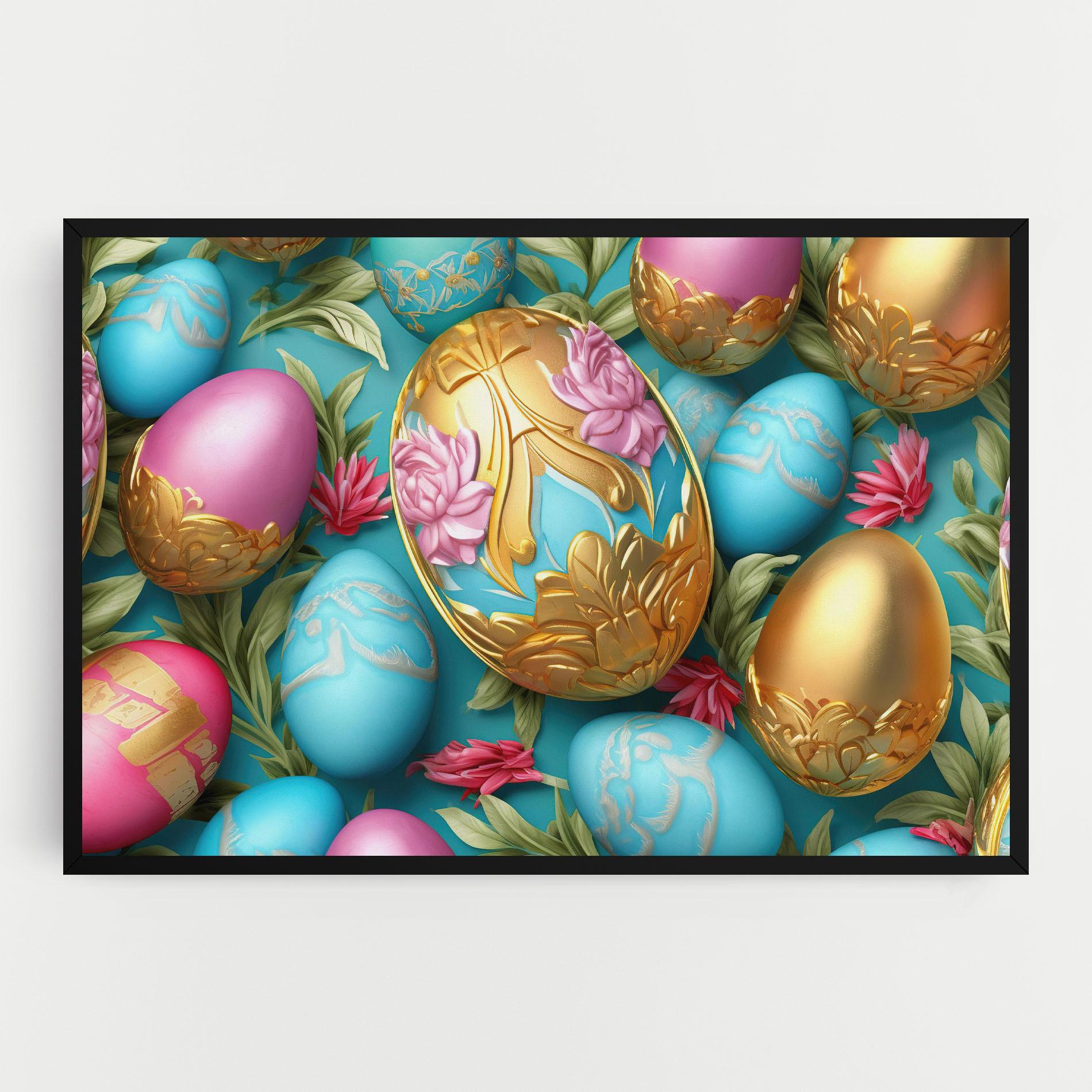 Tablou Canvas Blue Pink Easter Egs mockup 0
