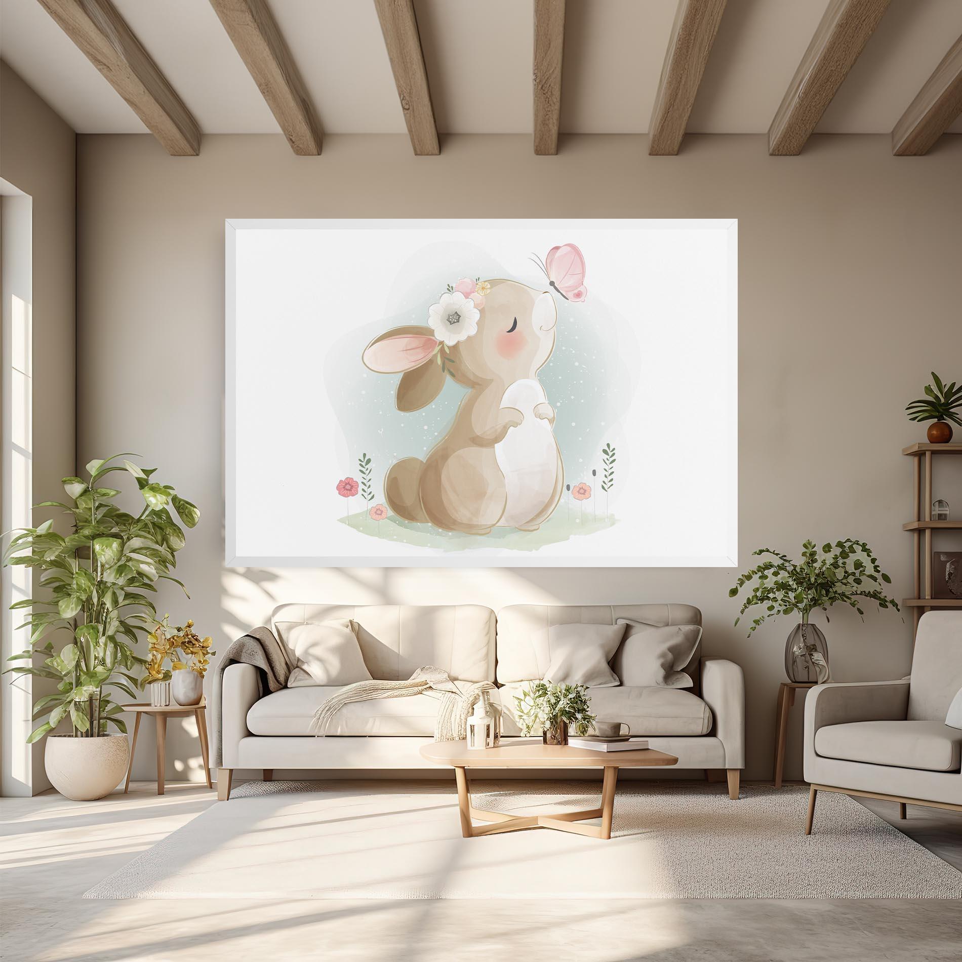 Tablou Canvas Butterfly On Bunny Nose mockup 6