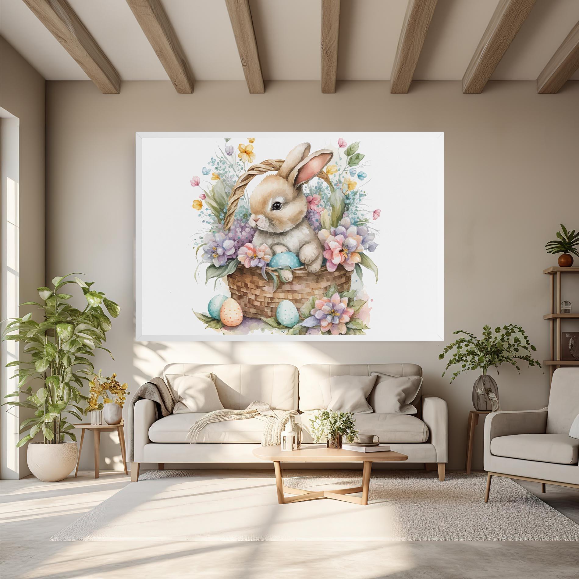 Tablou Canvas Cute Bunny In Basket mockup 6