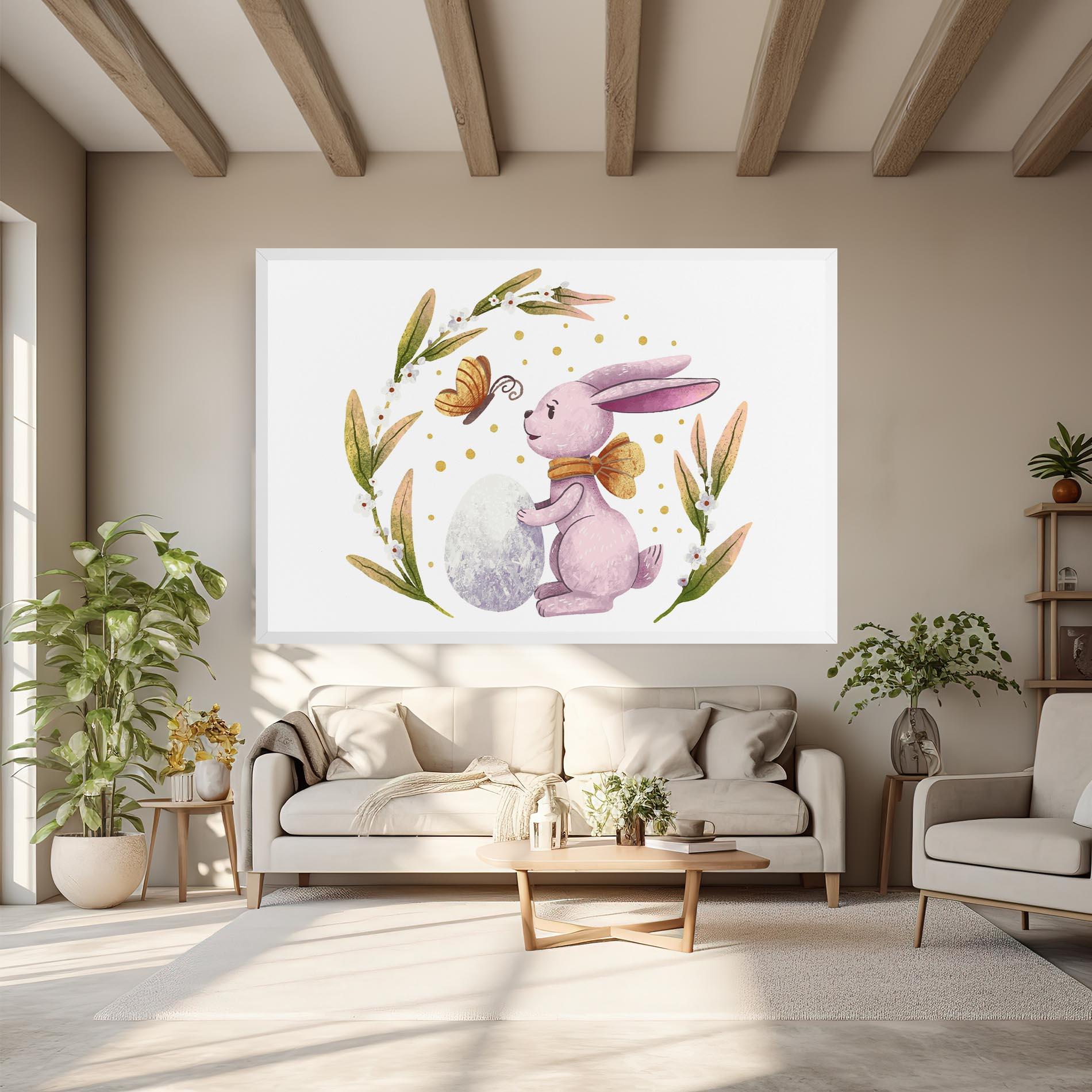 Tablou Canvas Easter Pink Bunny mockup 6
