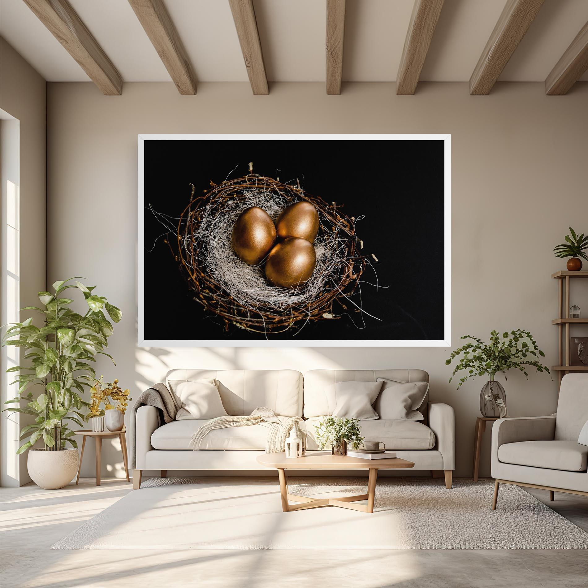 Tablou Canvas Pretty Golden Easter Eggs mockup 6