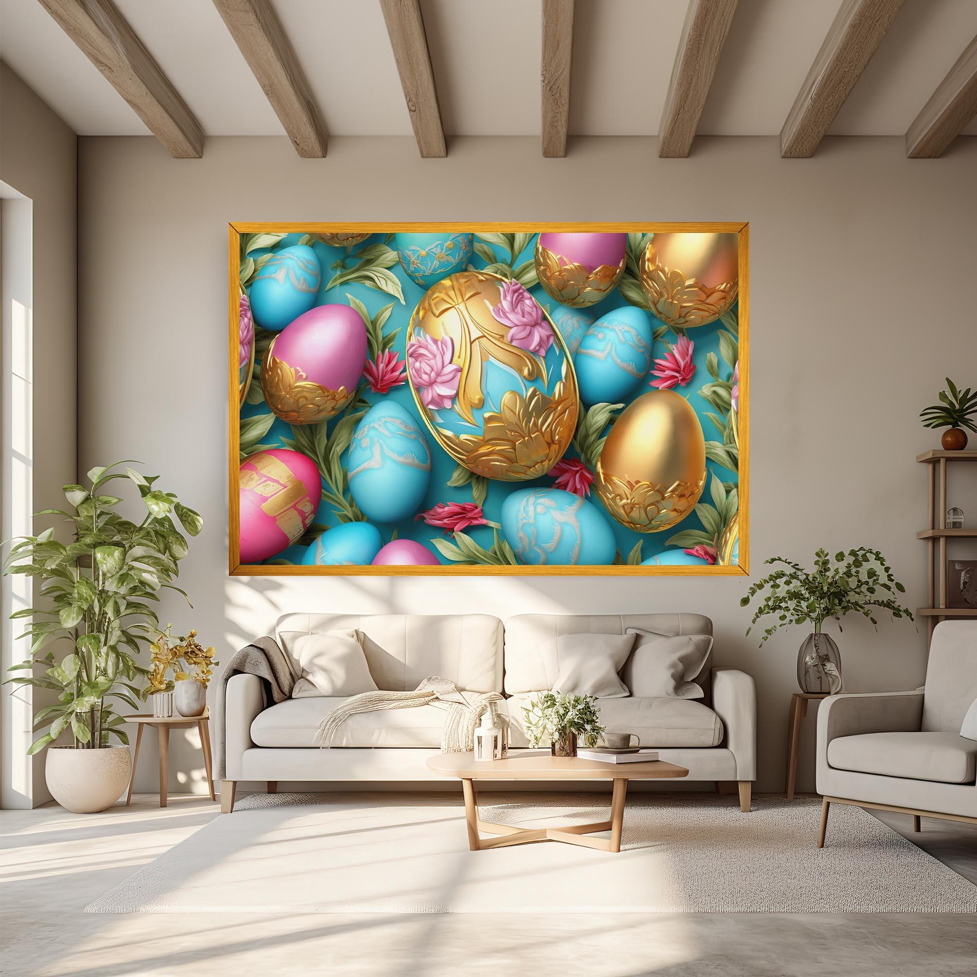 Tablou Canvas Blue Pink Easter Egs mockup 6