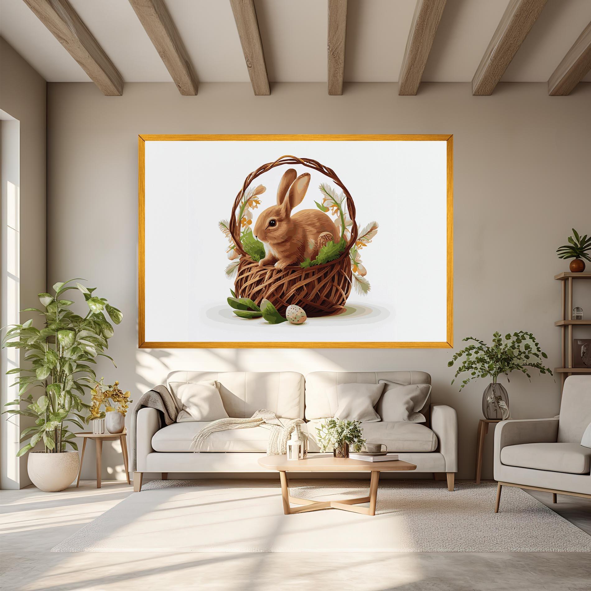 Tablou Canvas Bunny In Basket mockup 6
