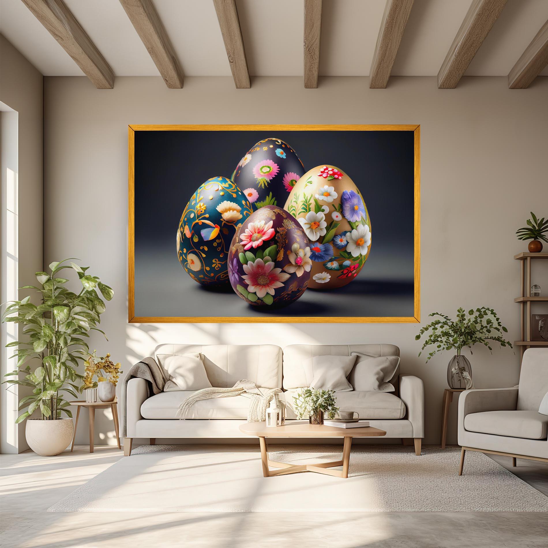 Tablou Canvas Easter Egs Flowers mockup 6