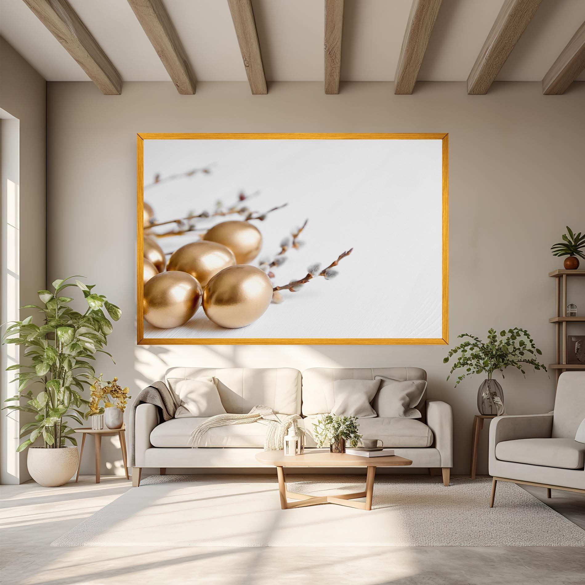 Tablou Canvas Easter Gold Eggs mockup 6