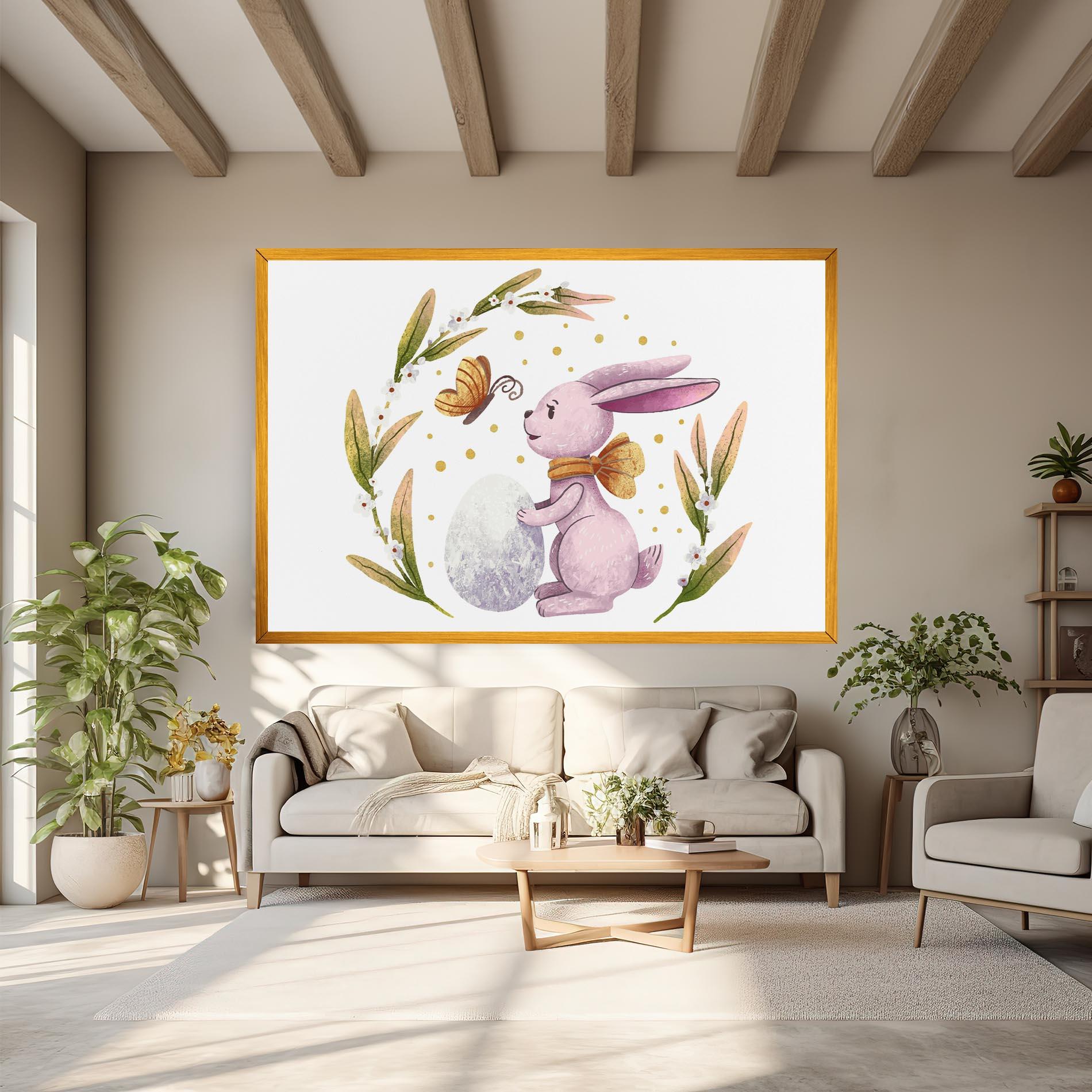 Tablou Canvas Easter Pink Bunny mockup 6