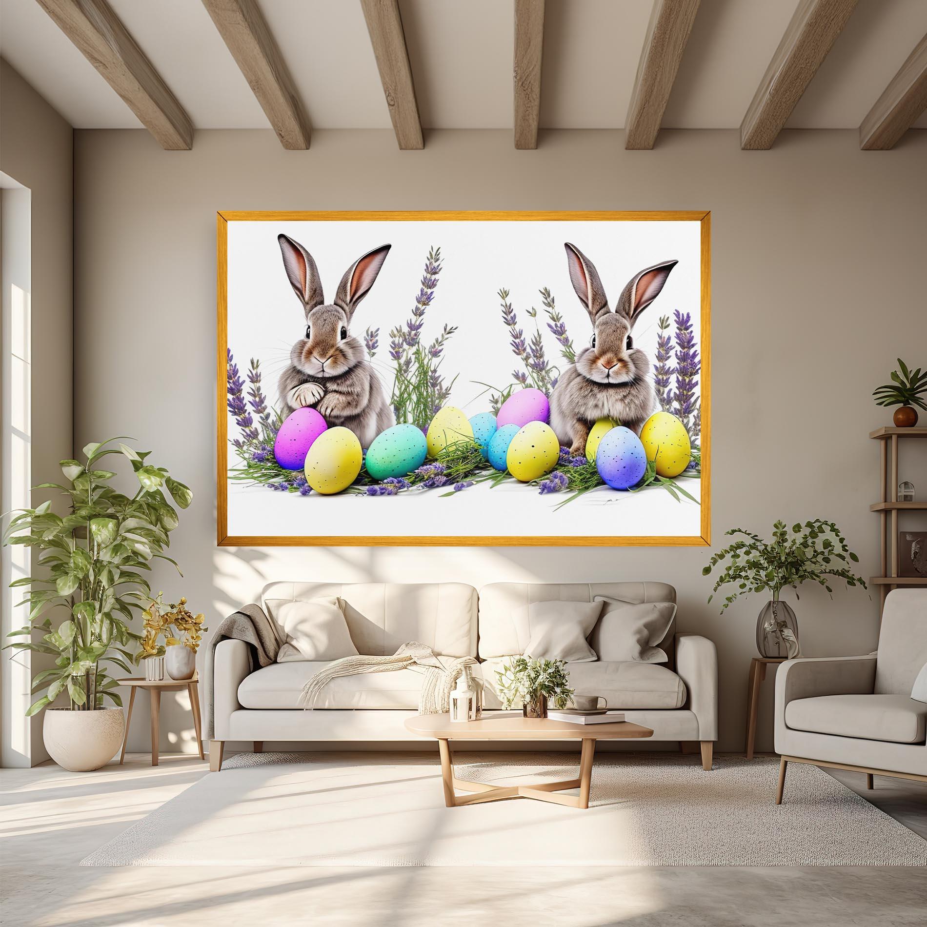 Tablou Canvas Flowers Easter Bunny mockup 6