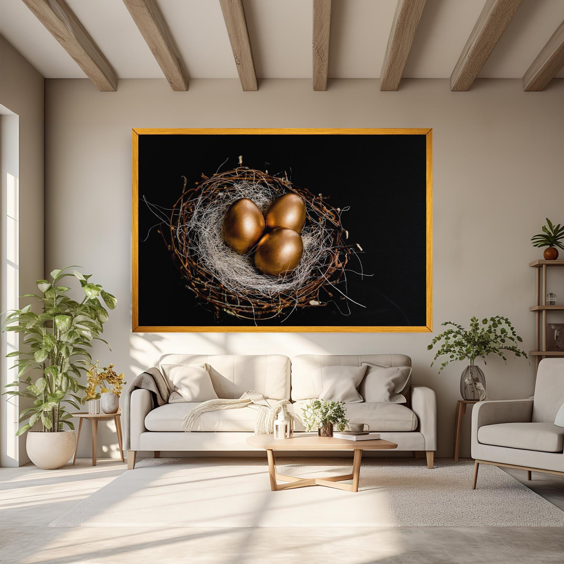 Tablou Canvas Pretty Golden Easter Eggs mockup 6