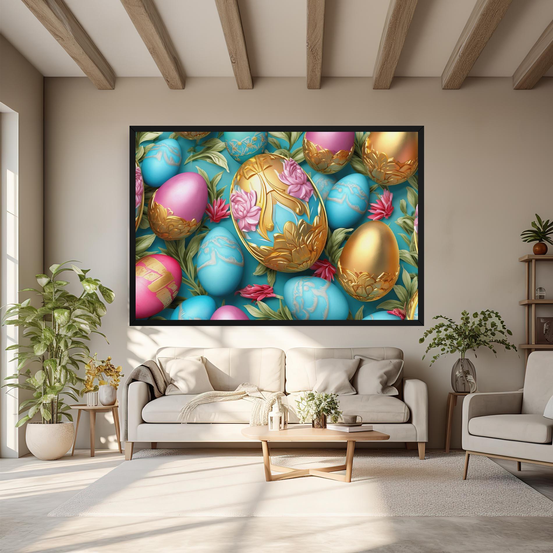 Tablou Canvas Blue Pink Easter Egs mockup 6