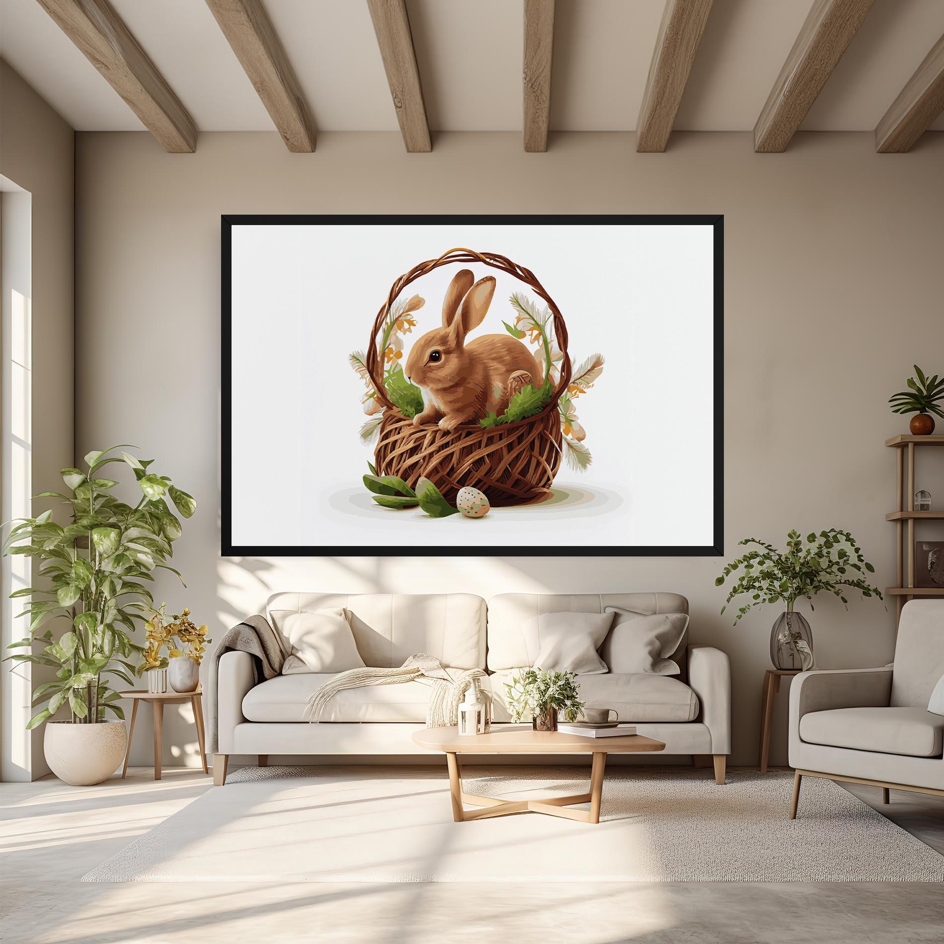 Tablou Canvas Bunny In Basket mockup 6