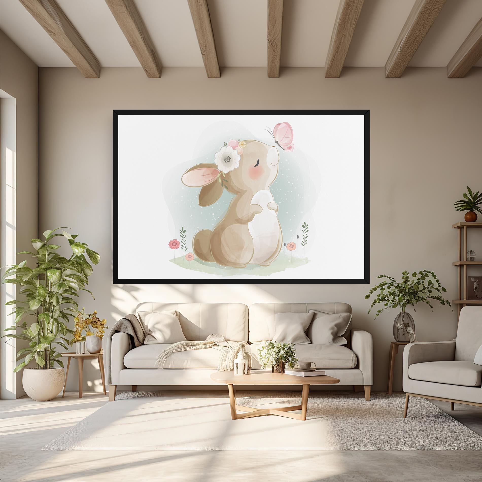 Tablou Canvas Butterfly On Bunny Nose mockup 6