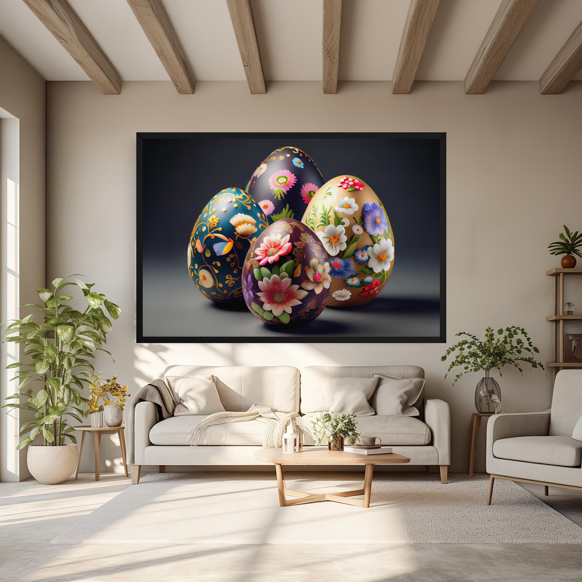 Tablou Canvas Easter Egs Flowers mockup 6