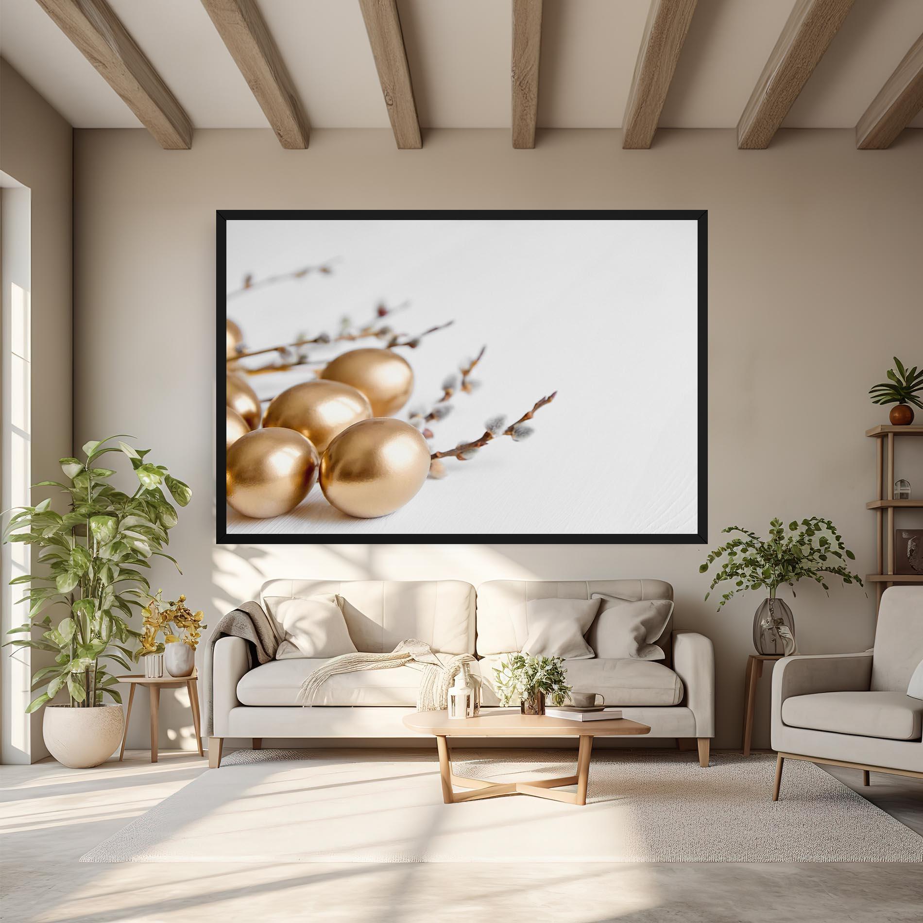Tablou Canvas Easter Gold Eggs mockup 6