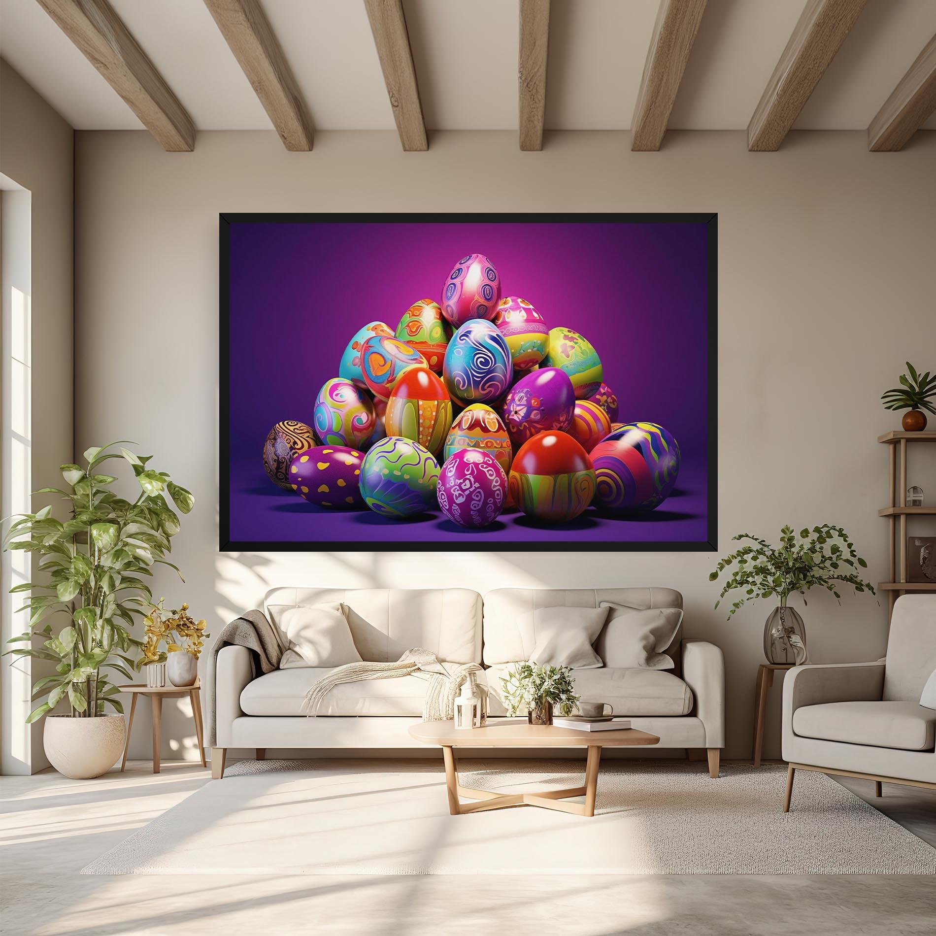 Tablou Canvas Pile Colorful Eggs mockup 6