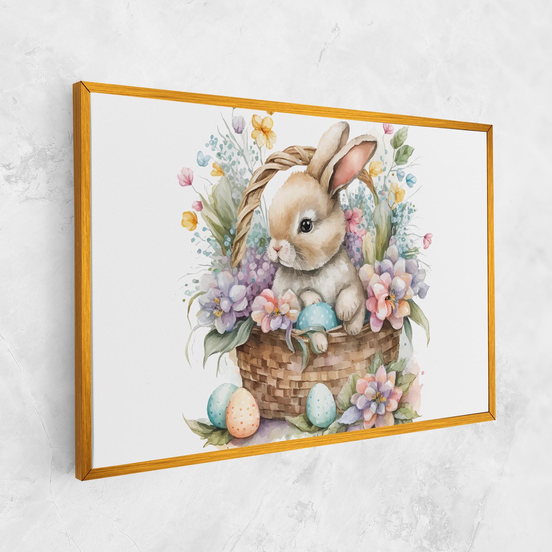 Tablou Canvas Cute Bunny In Basket mockup 1