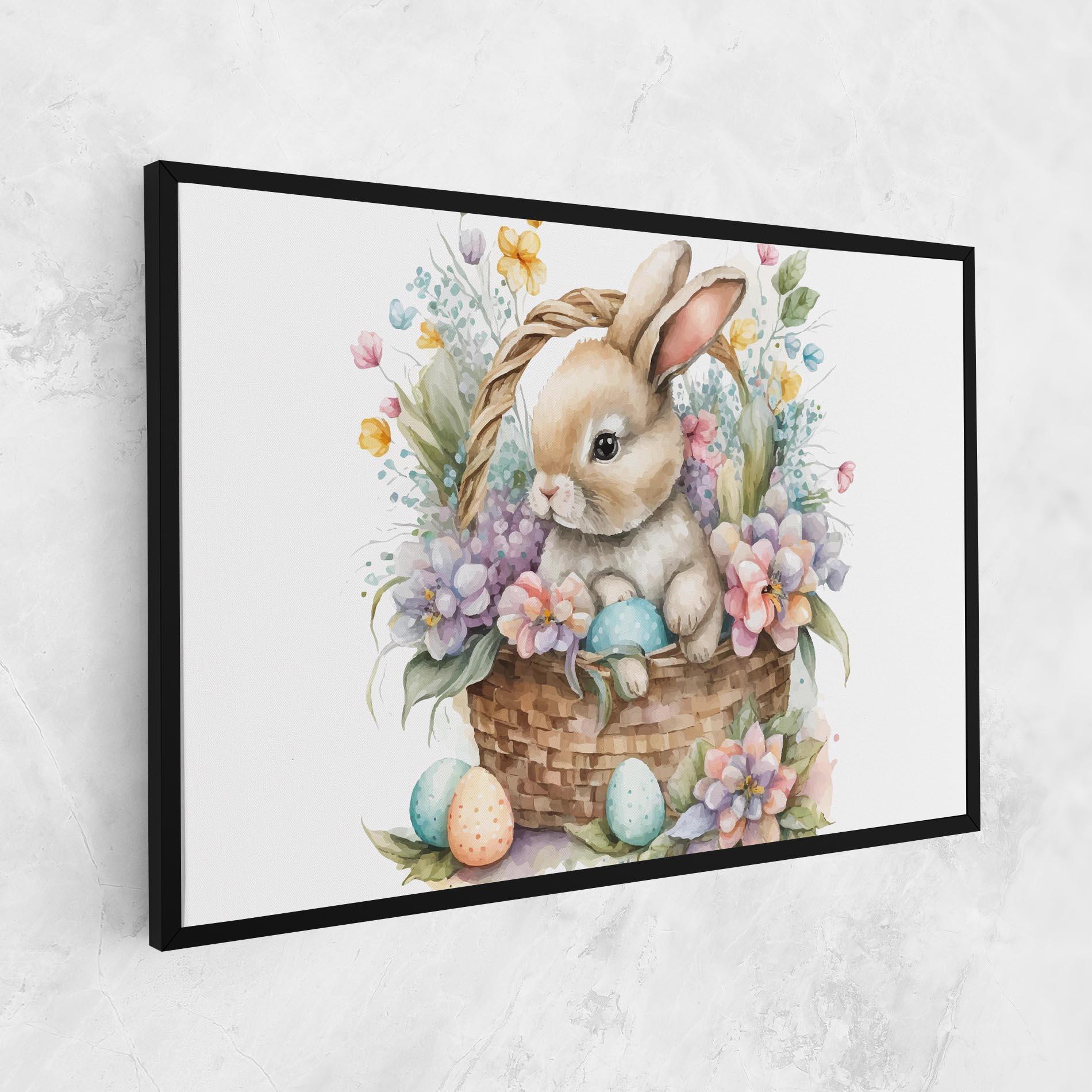 Tablou Canvas Cute Bunny In Basket mockup 1