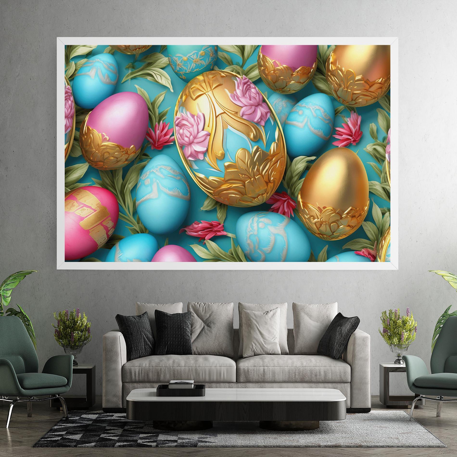 Tablou Canvas Blue Pink Easter Egs mockup 7