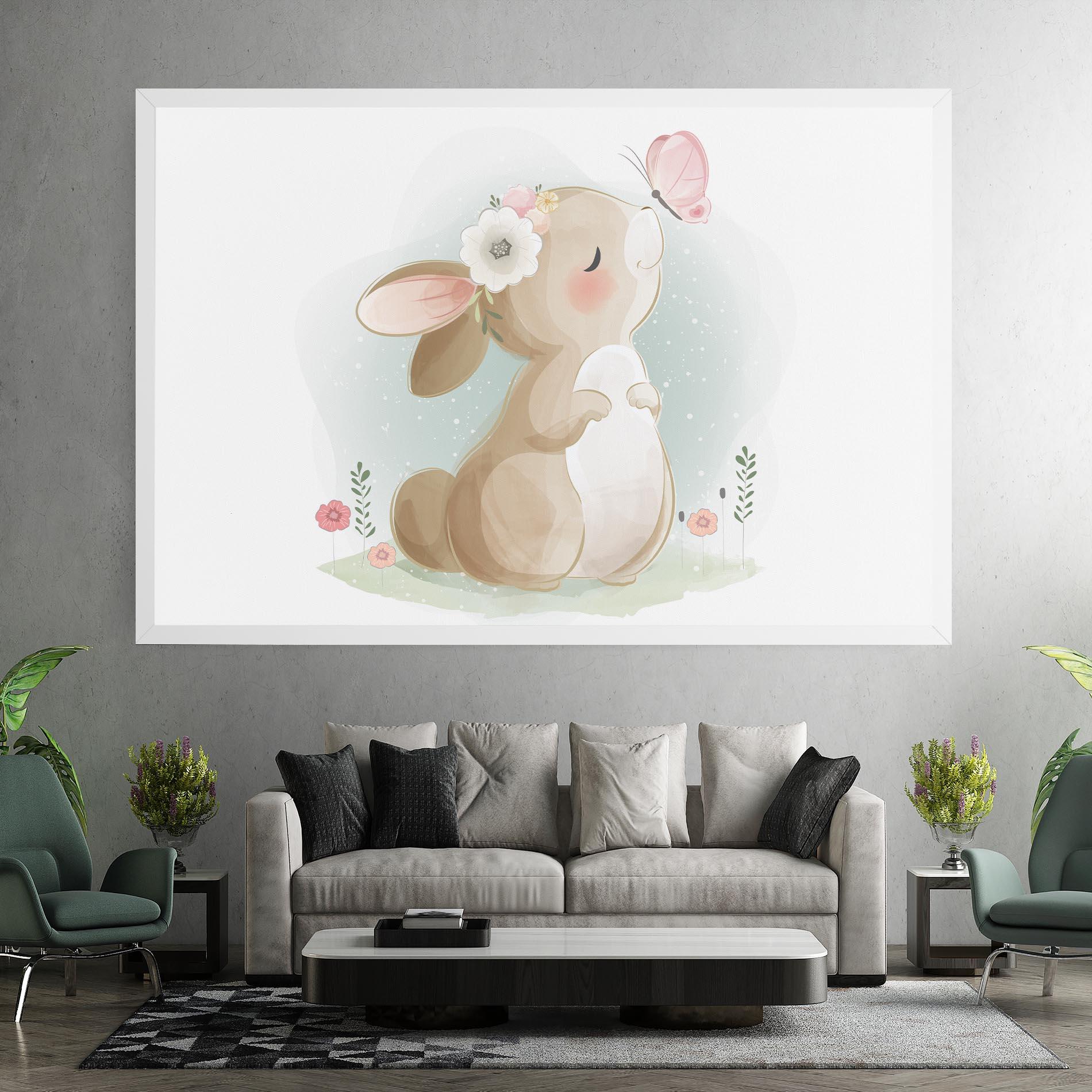 Tablou Canvas Butterfly On Bunny Nose mockup 7