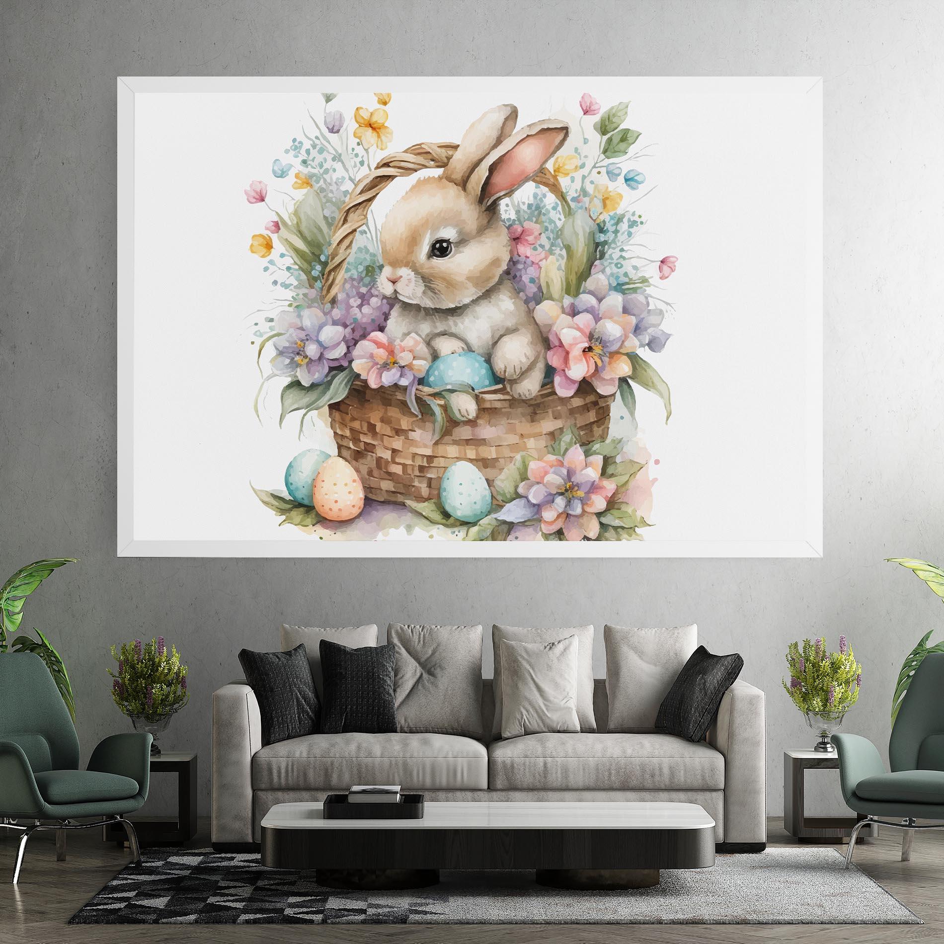Tablou Canvas Cute Bunny In Basket mockup 7
