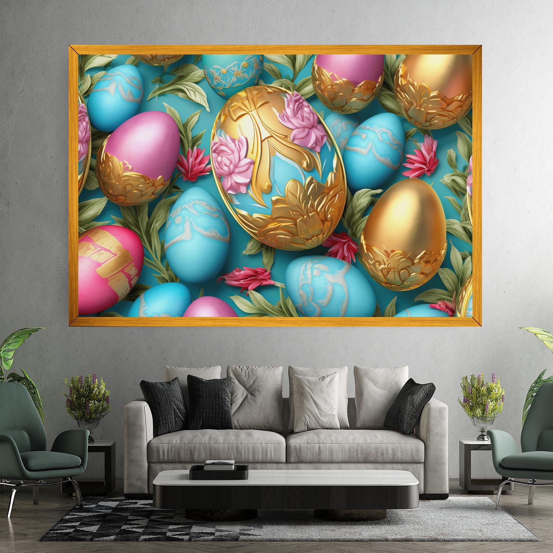 Tablou Canvas Blue Pink Easter Egs mockup 7