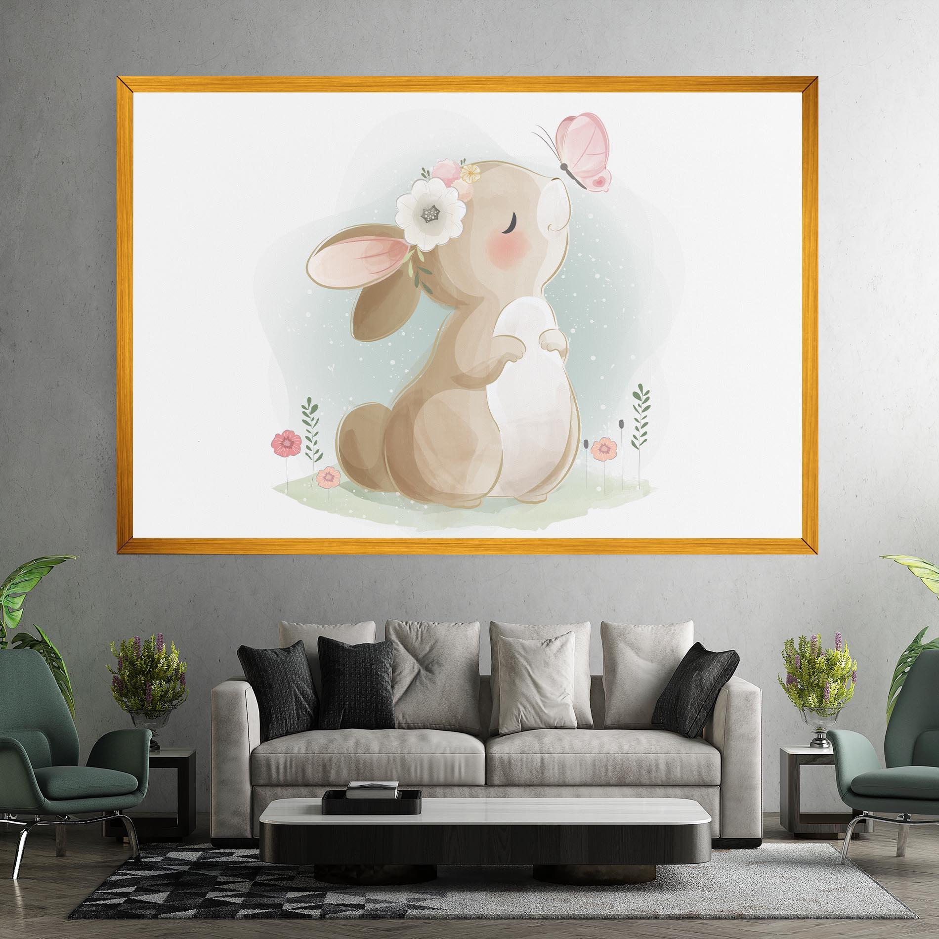 Tablou Canvas Butterfly On Bunny Nose mockup 7