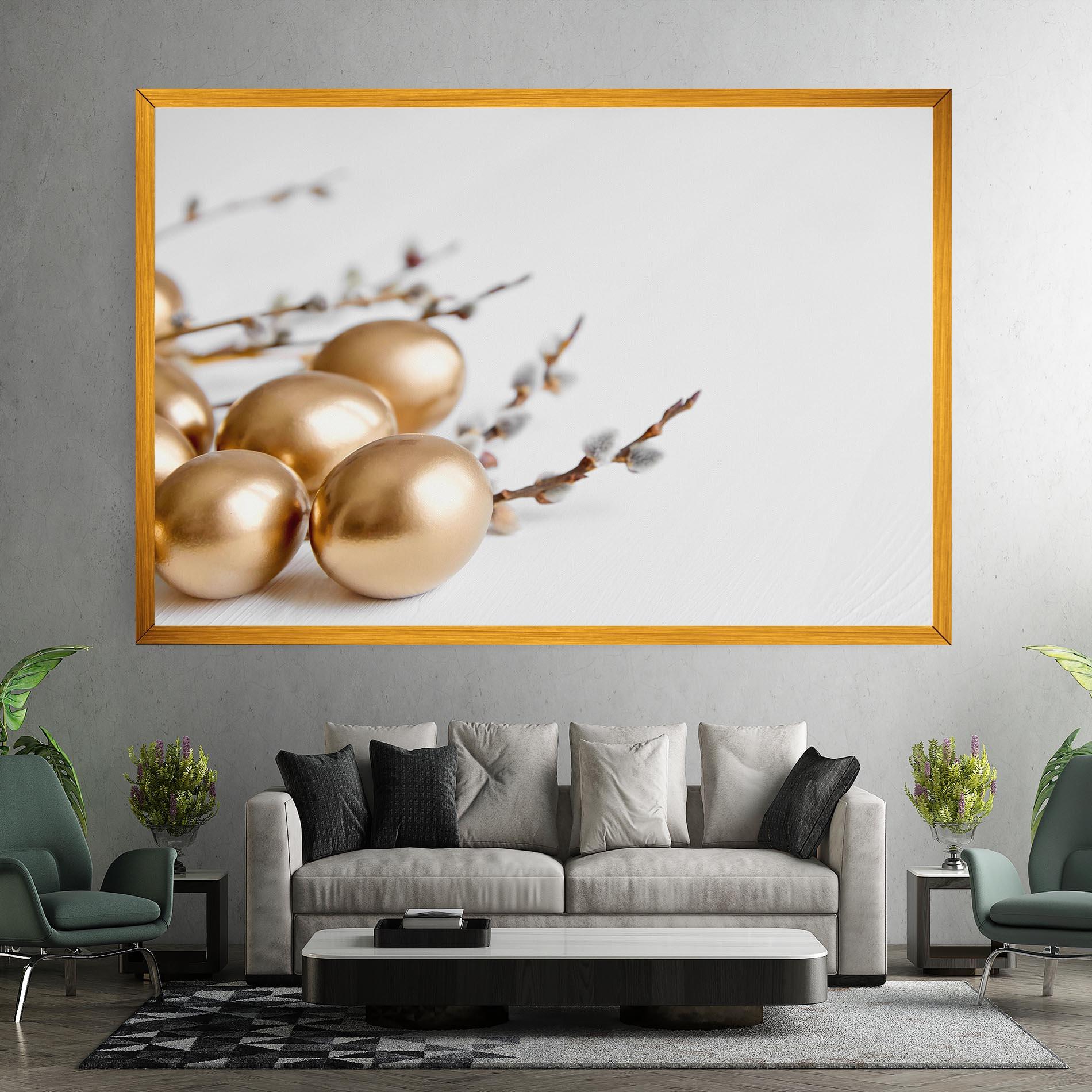Tablou Canvas Easter Gold Eggs mockup 7