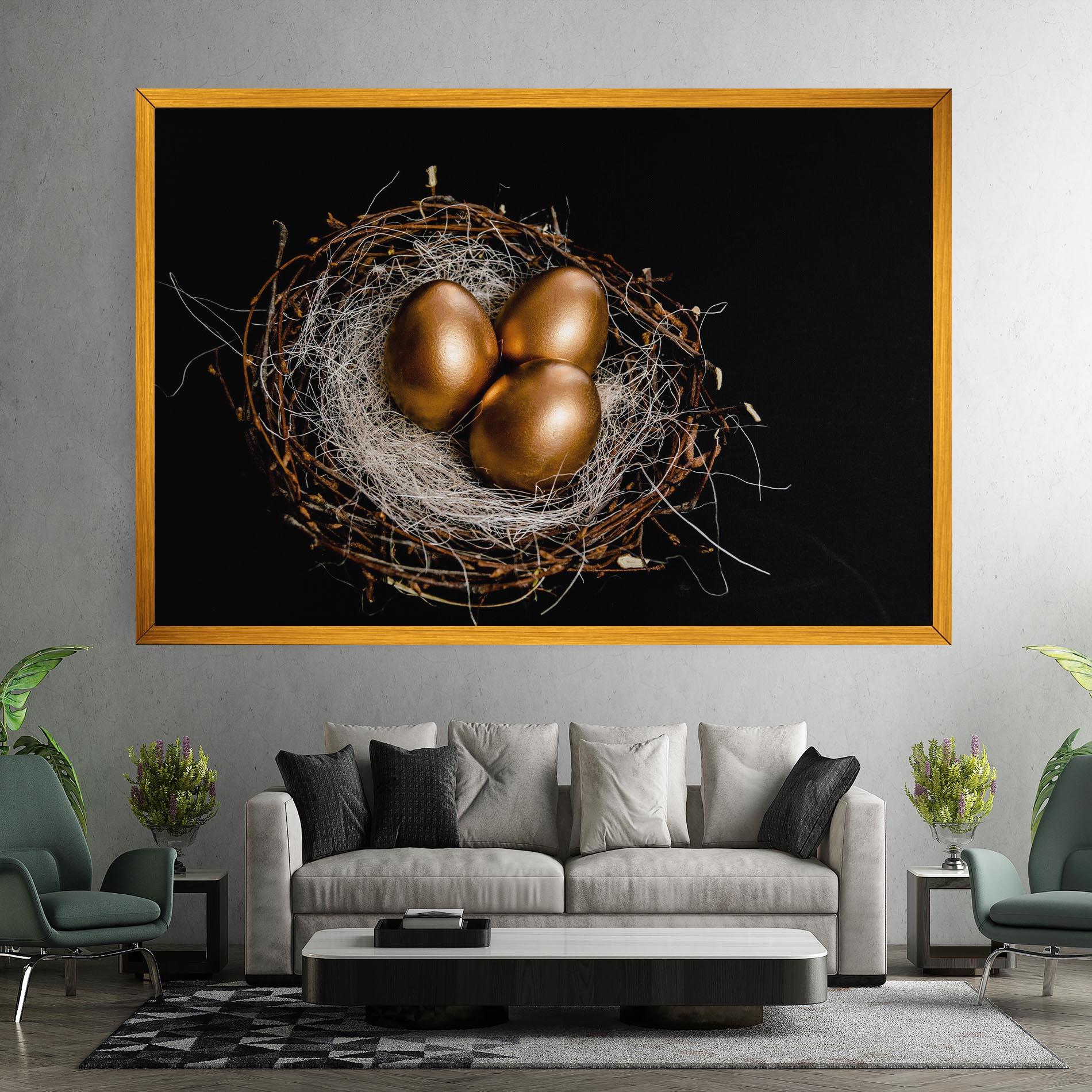 Tablou Canvas Pretty Golden Easter Eggs mockup 7