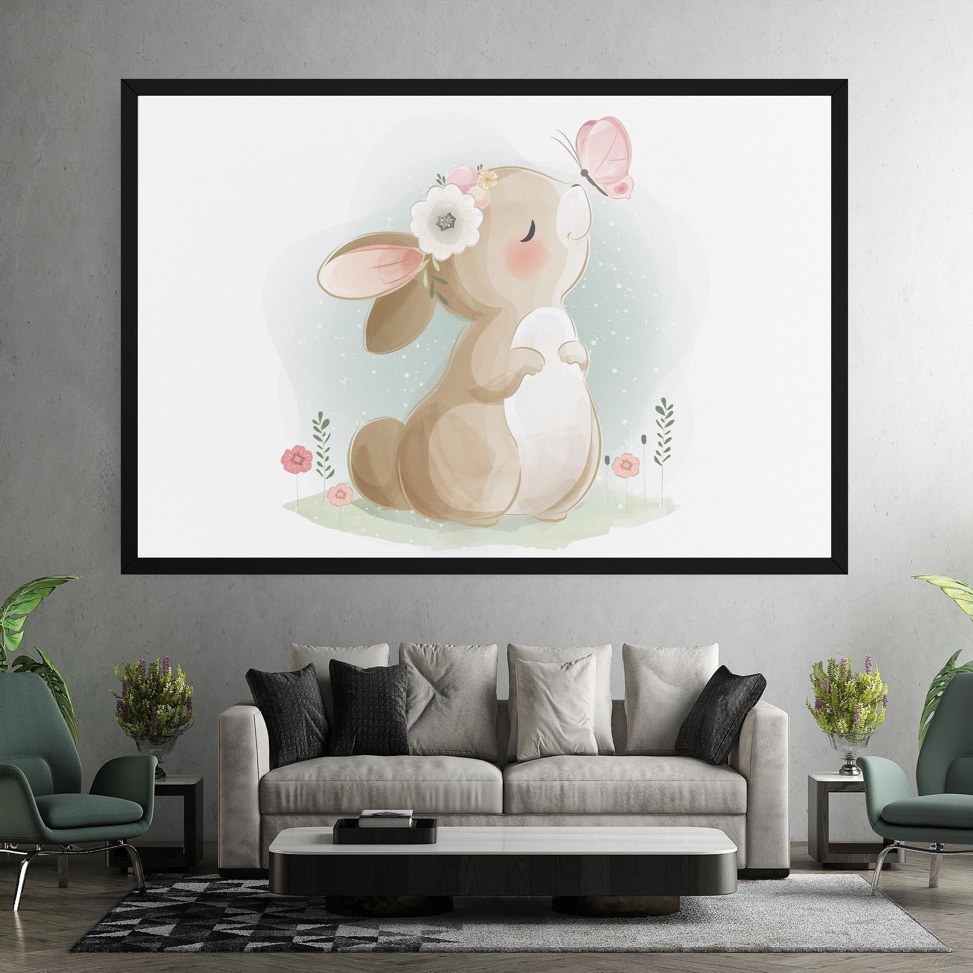 Tablou Canvas Butterfly On Bunny Nose mockup 7