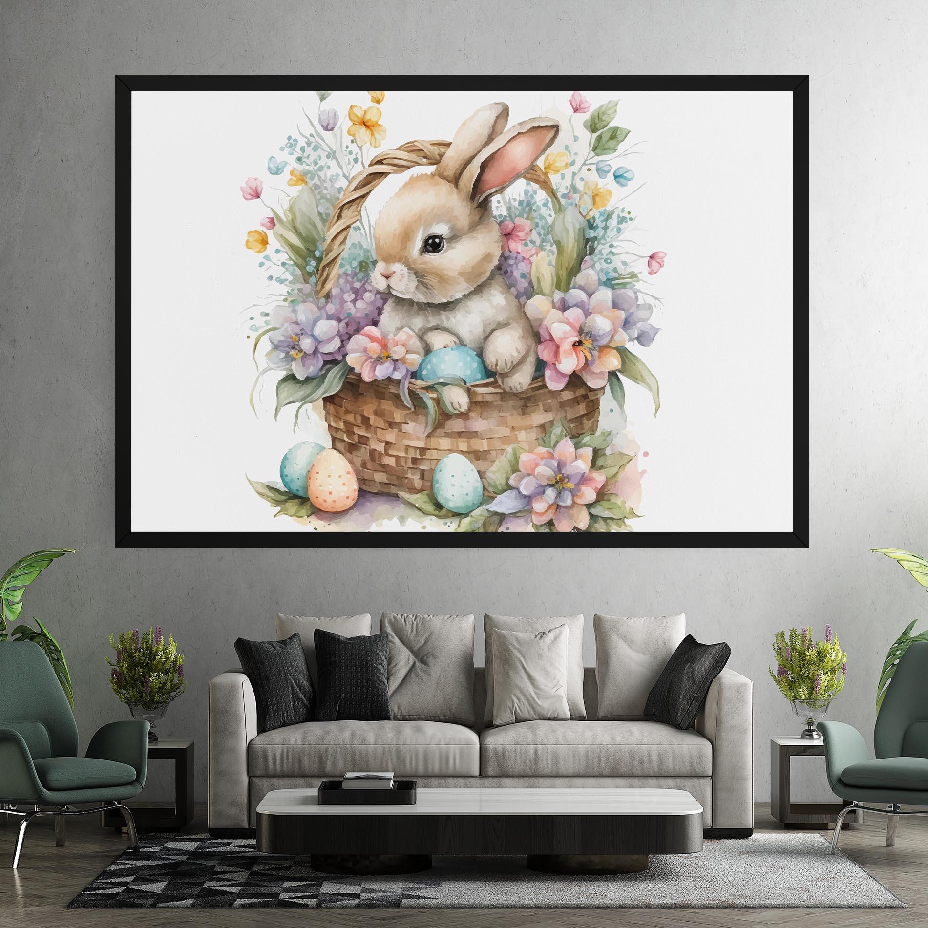Tablou Canvas Cute Bunny In Basket mockup 7