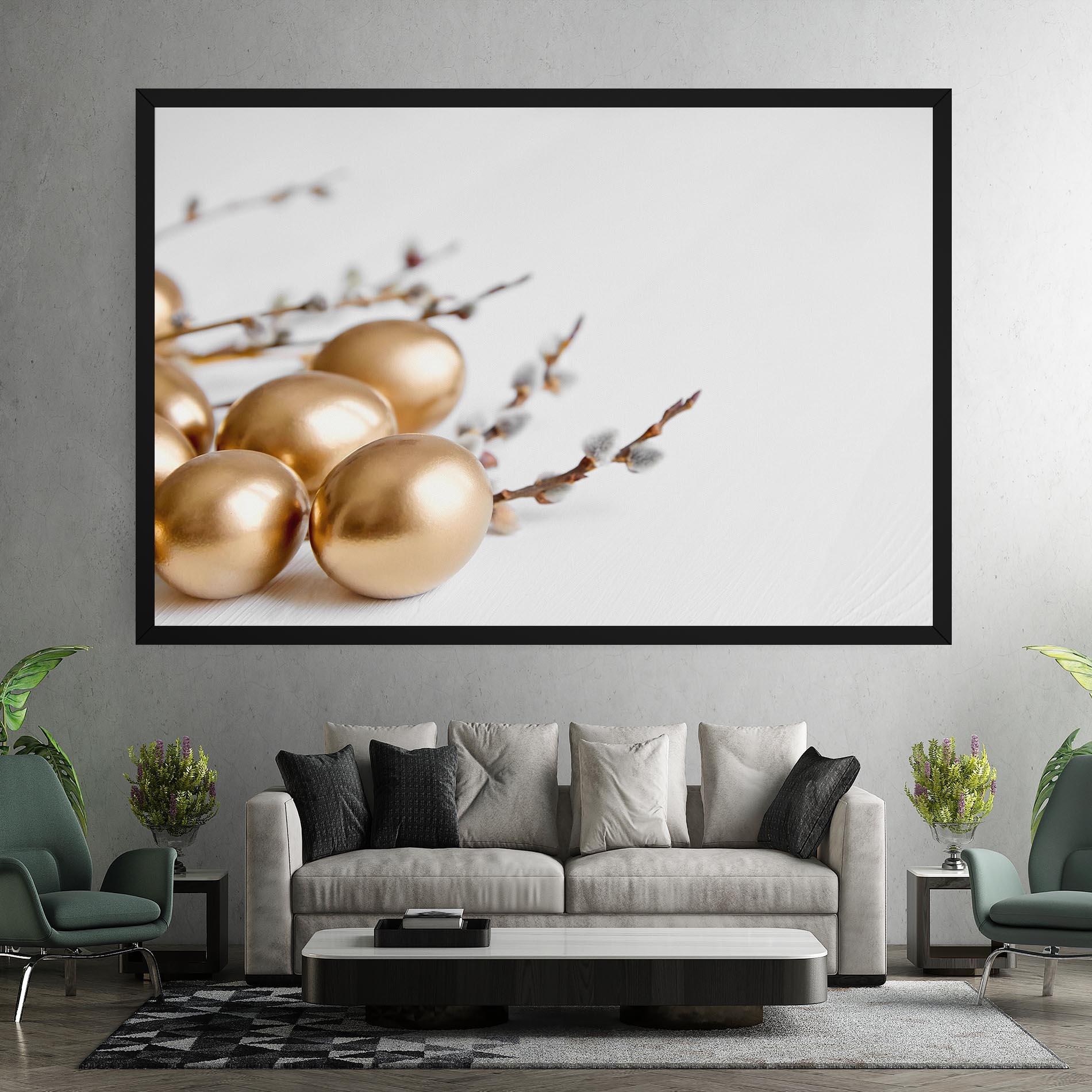 Tablou Canvas Easter Gold Eggs mockup 7