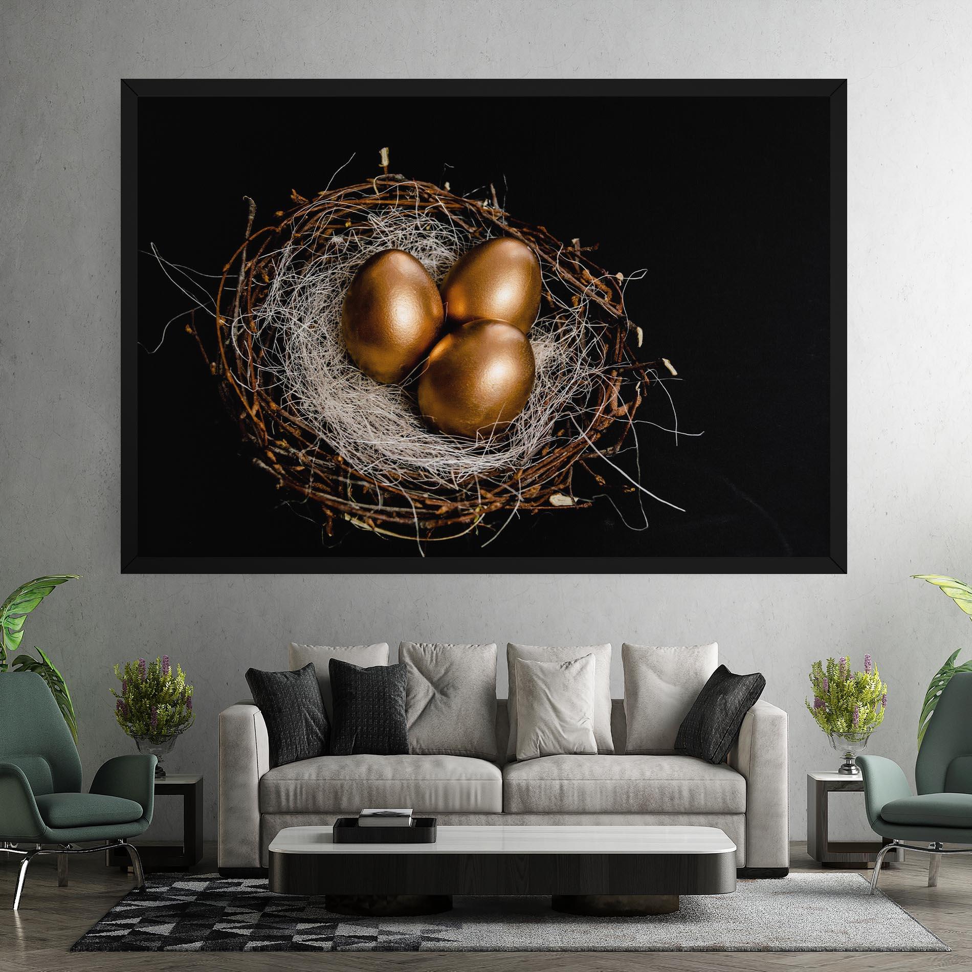Tablou Canvas Pretty Golden Easter Eggs mockup 7