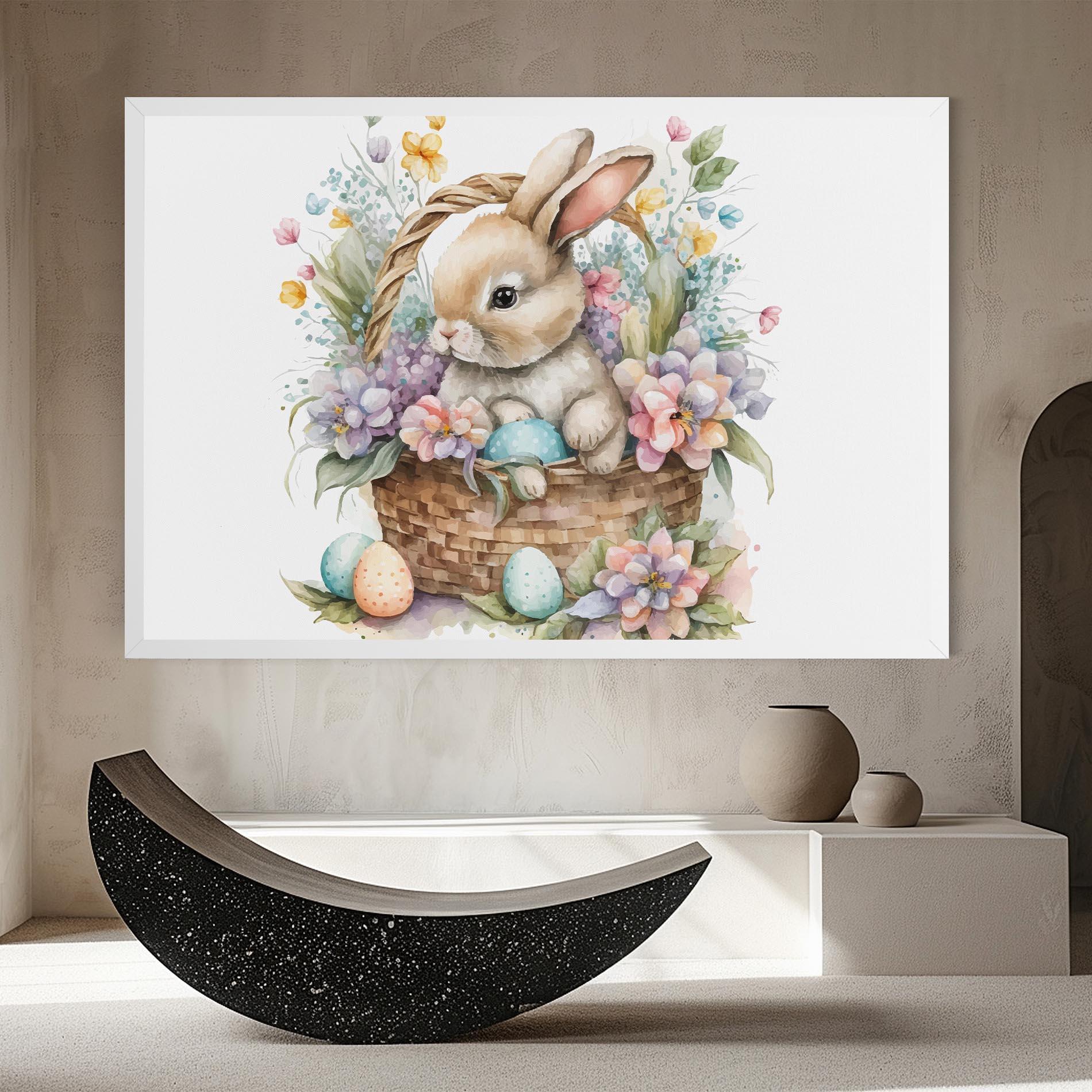 Tablou Canvas Cute Bunny In Basket mockup 8
