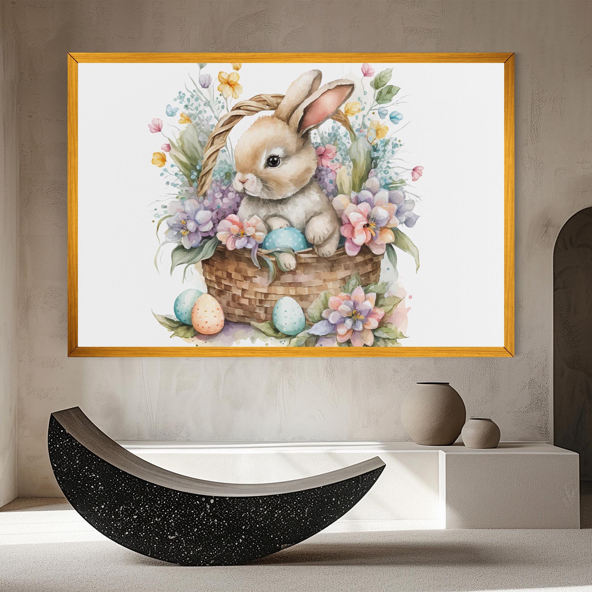 Tablou Canvas Cute Bunny In Basket mockup 8