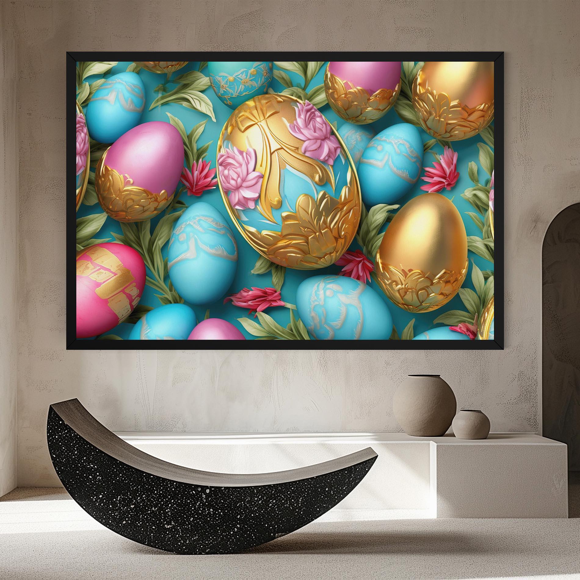 Tablou Canvas Blue Pink Easter Egs mockup 8