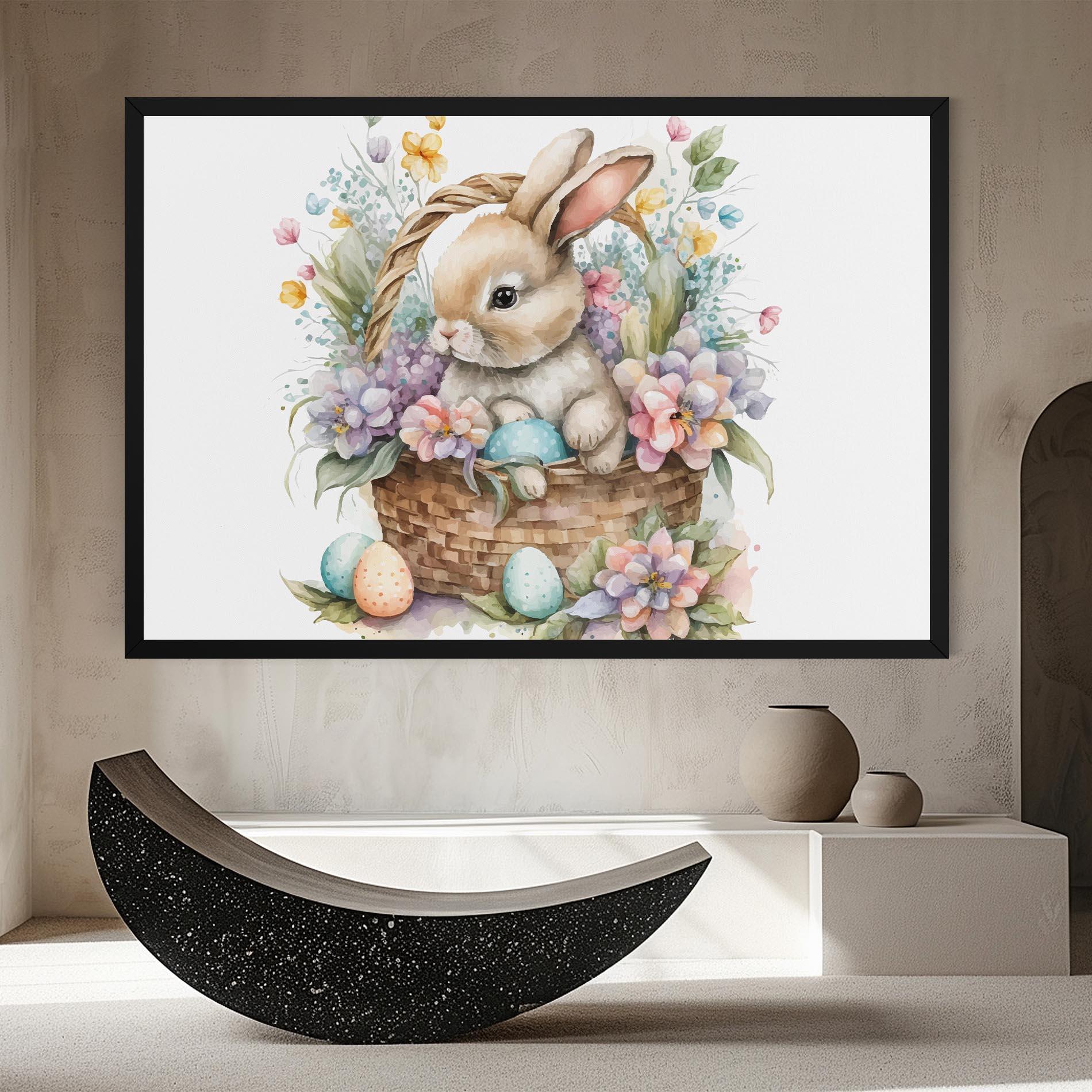 Tablou Canvas Cute Bunny In Basket mockup 8