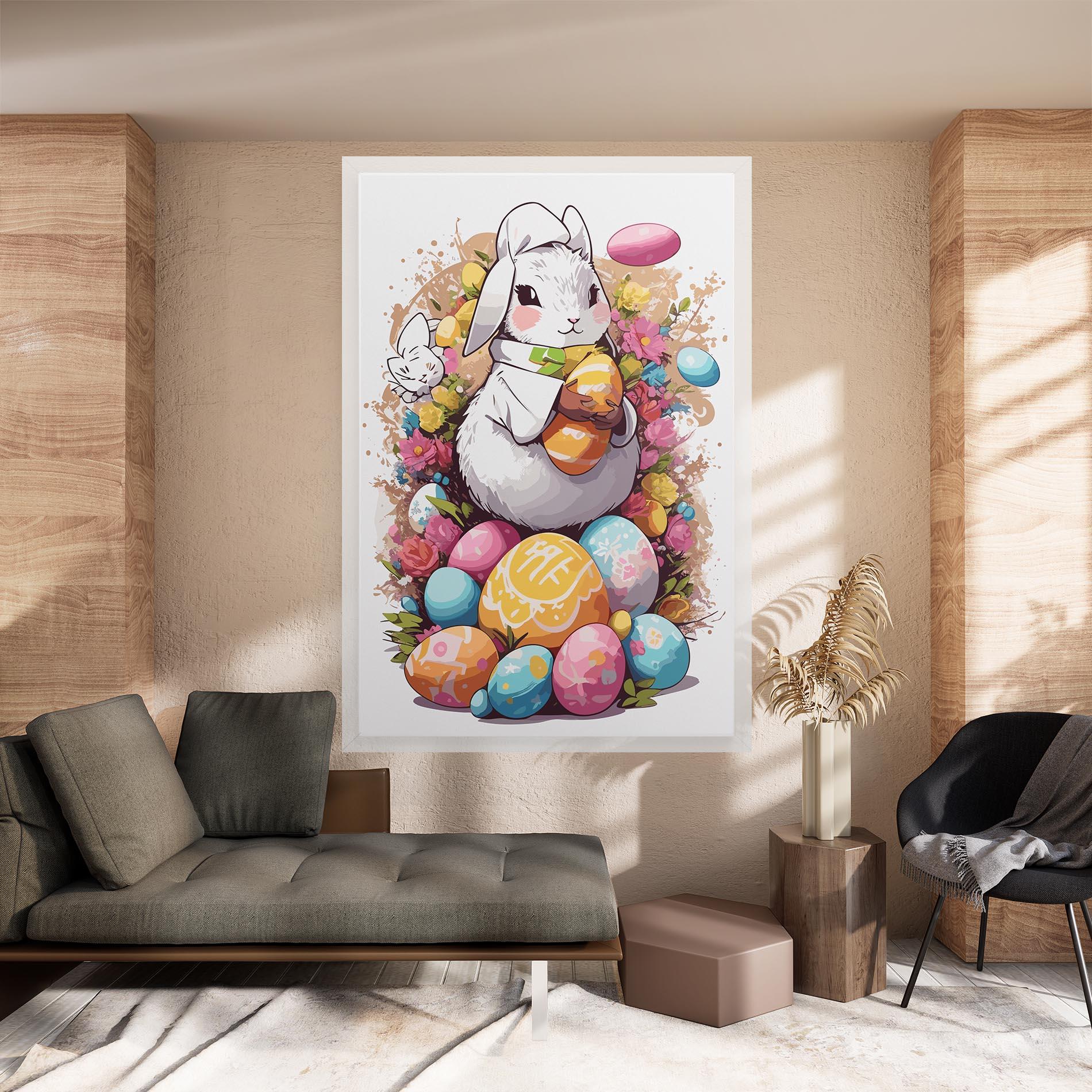 Tablou Canvas White Easter Bunny mockup 8