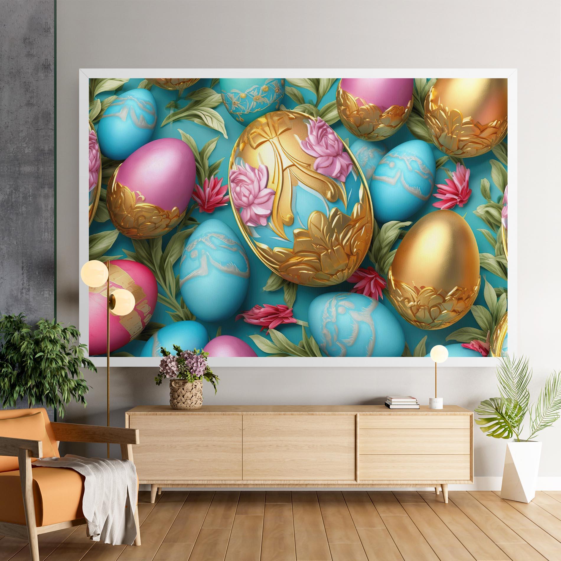 Tablou Canvas Blue Pink Easter Egs mockup 9