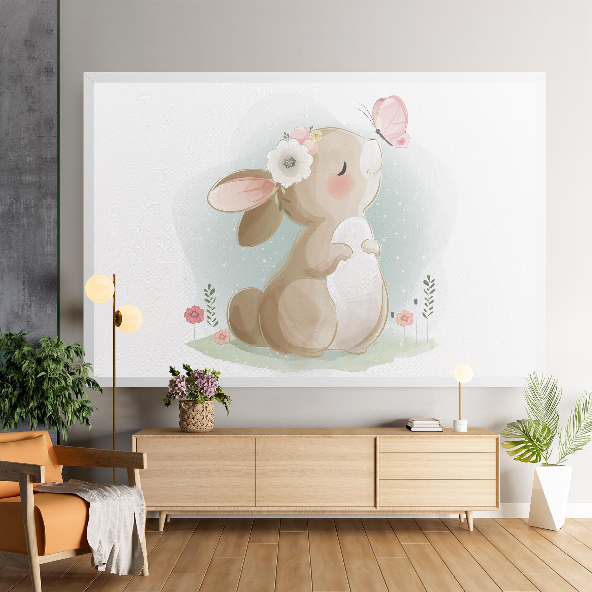 Tablou Canvas Butterfly On Bunny Nose mockup 9