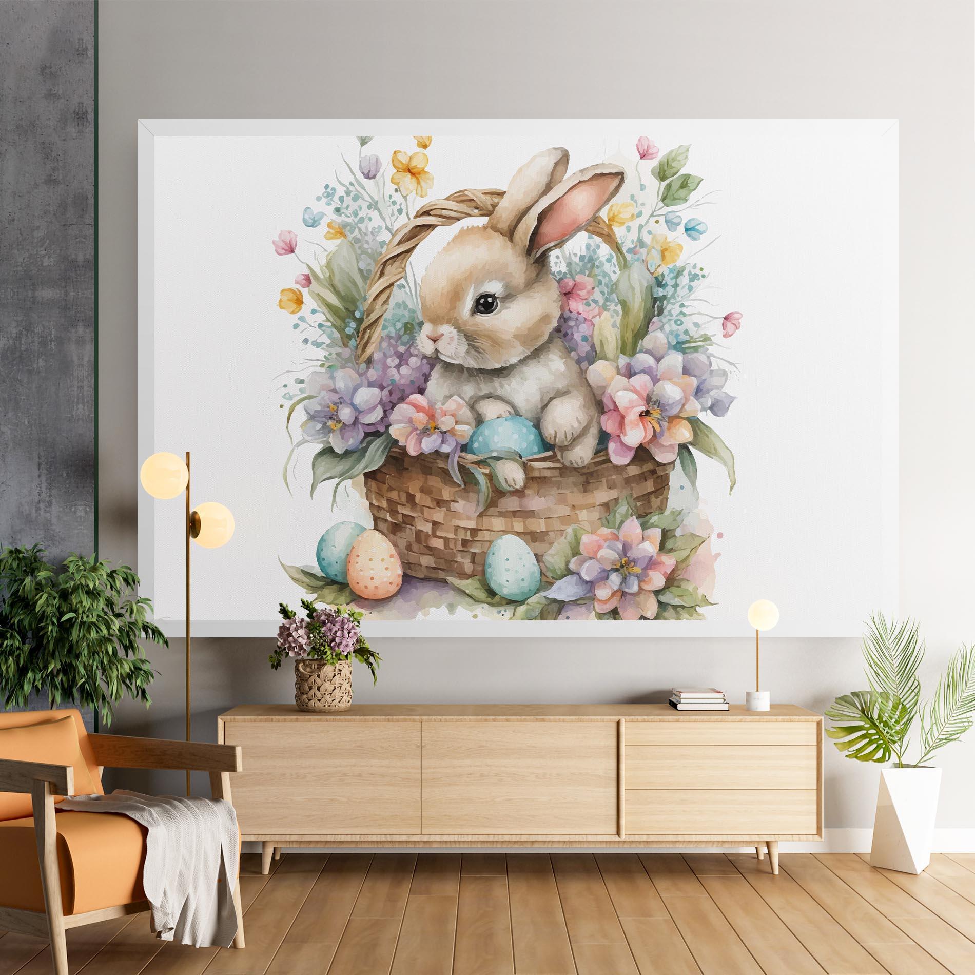 Tablou Canvas Cute Bunny In Basket mockup 9