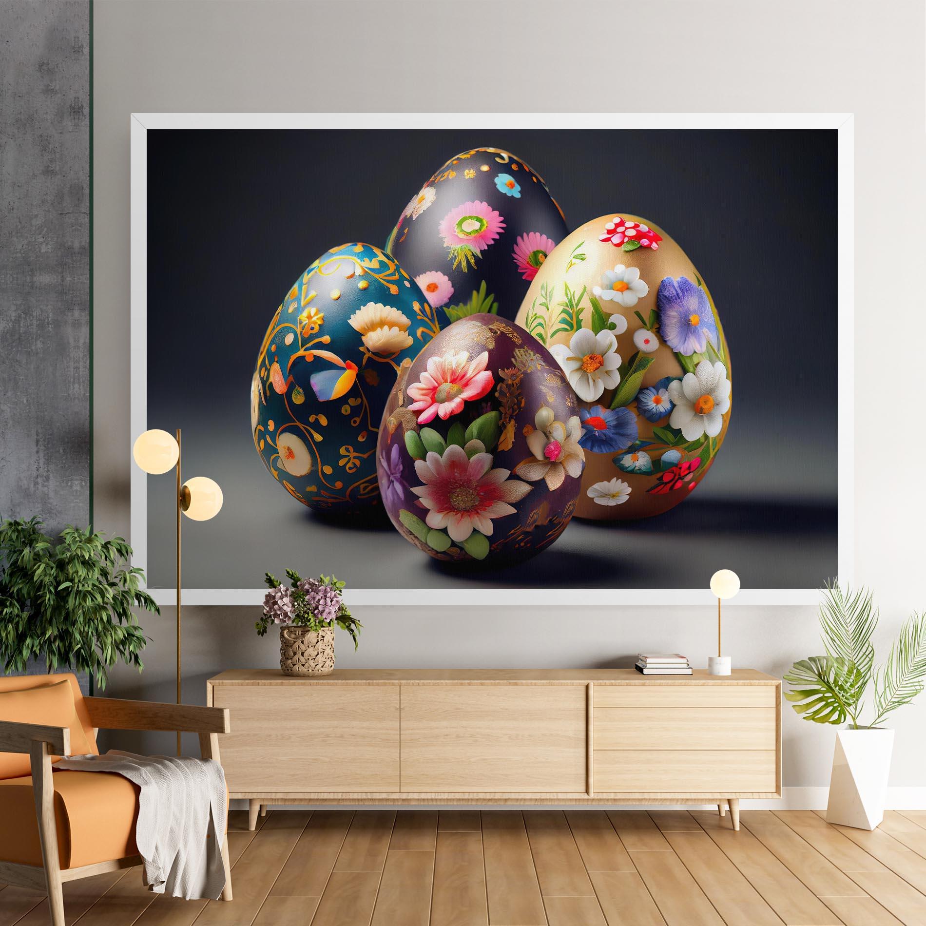 Tablou Canvas Easter Egs Flowers mockup 9