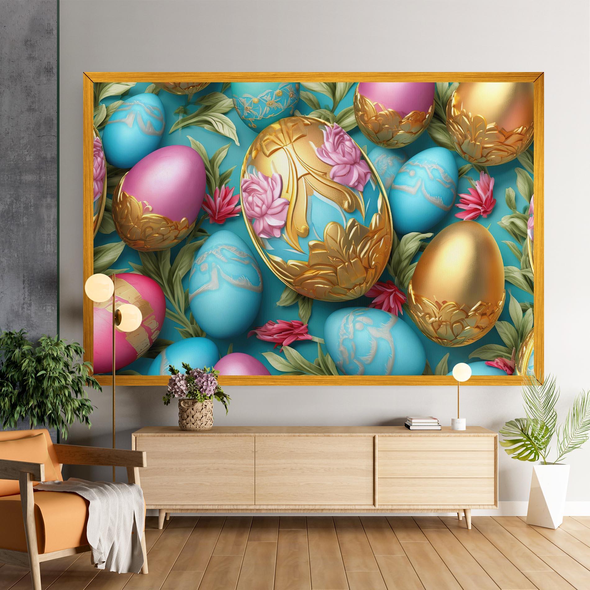 Tablou Canvas Blue Pink Easter Egs mockup 9