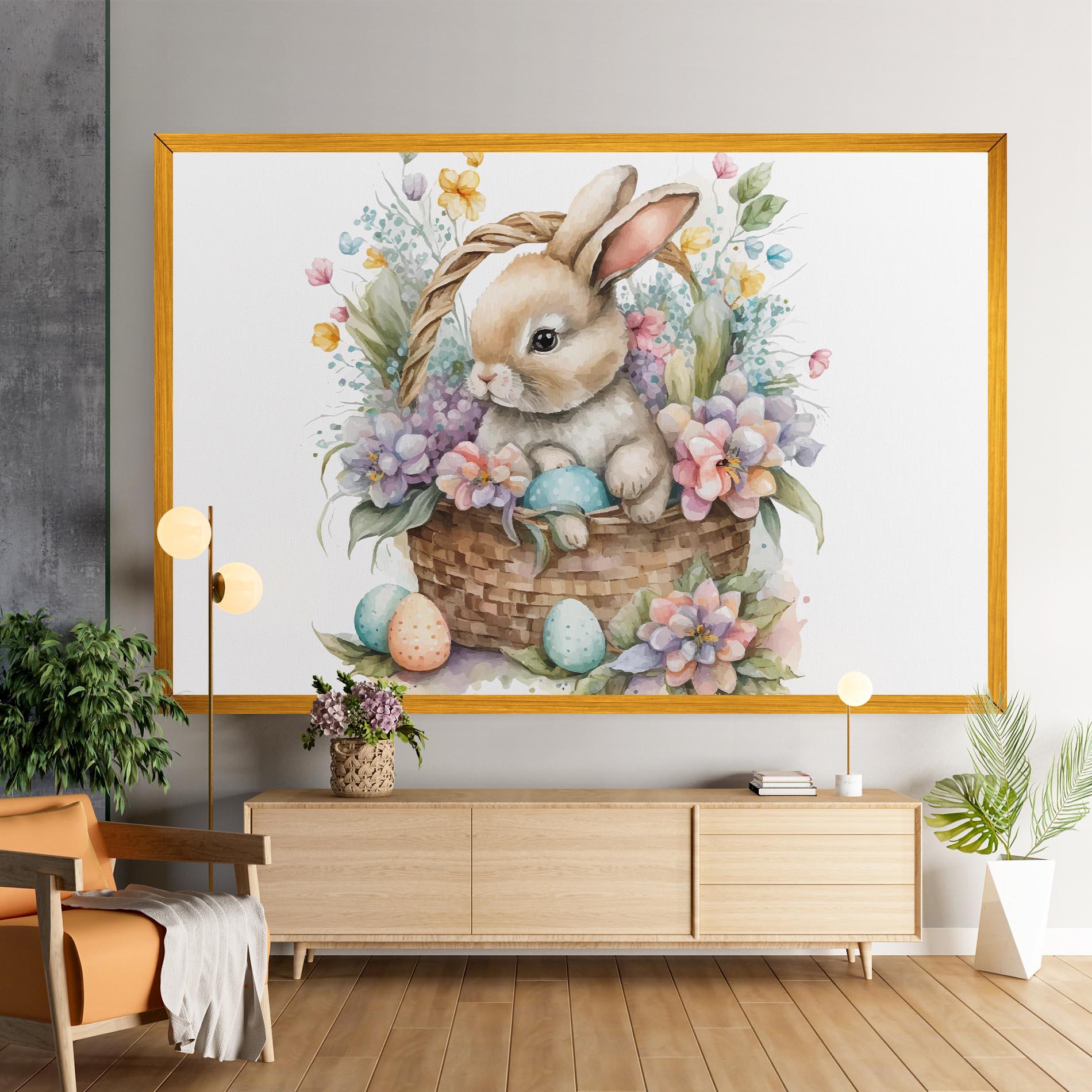 Tablou Canvas Cute Bunny In Basket mockup 9